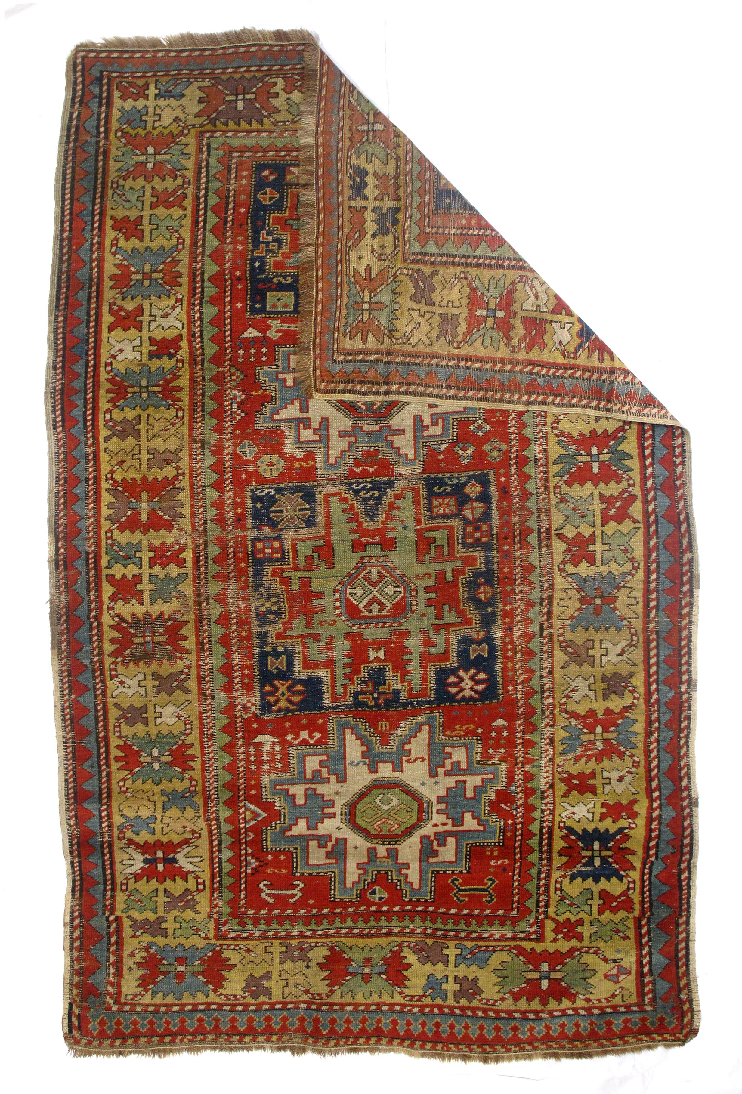 Antique Lezgi rug 4'0'' x 6'9''.