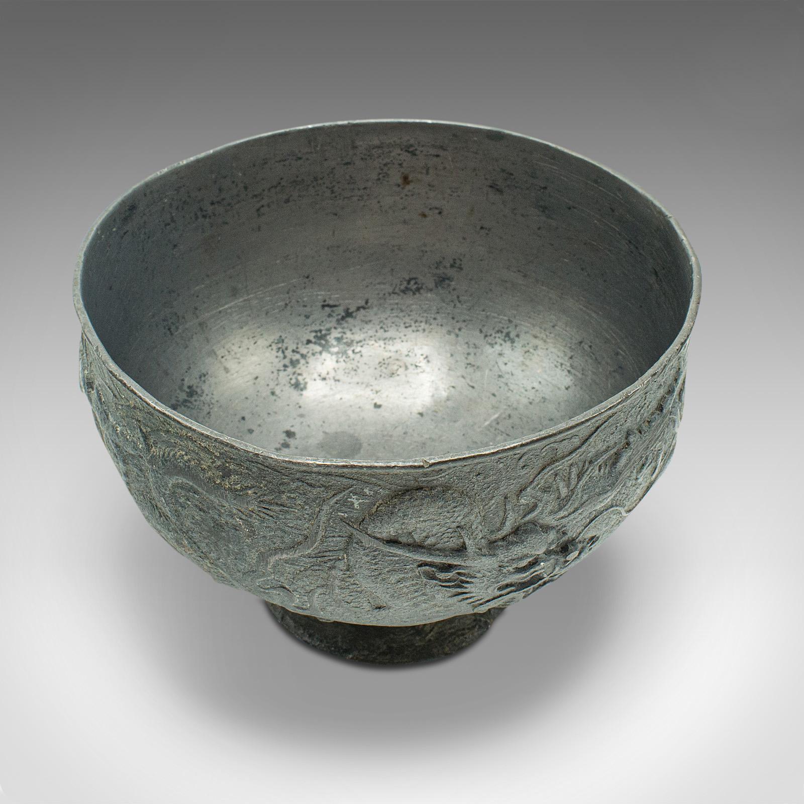 Antique Libation Cup, Chinese, Lead Alloy, Decorative Bowl, Victorian, C.1880 For Sale 1