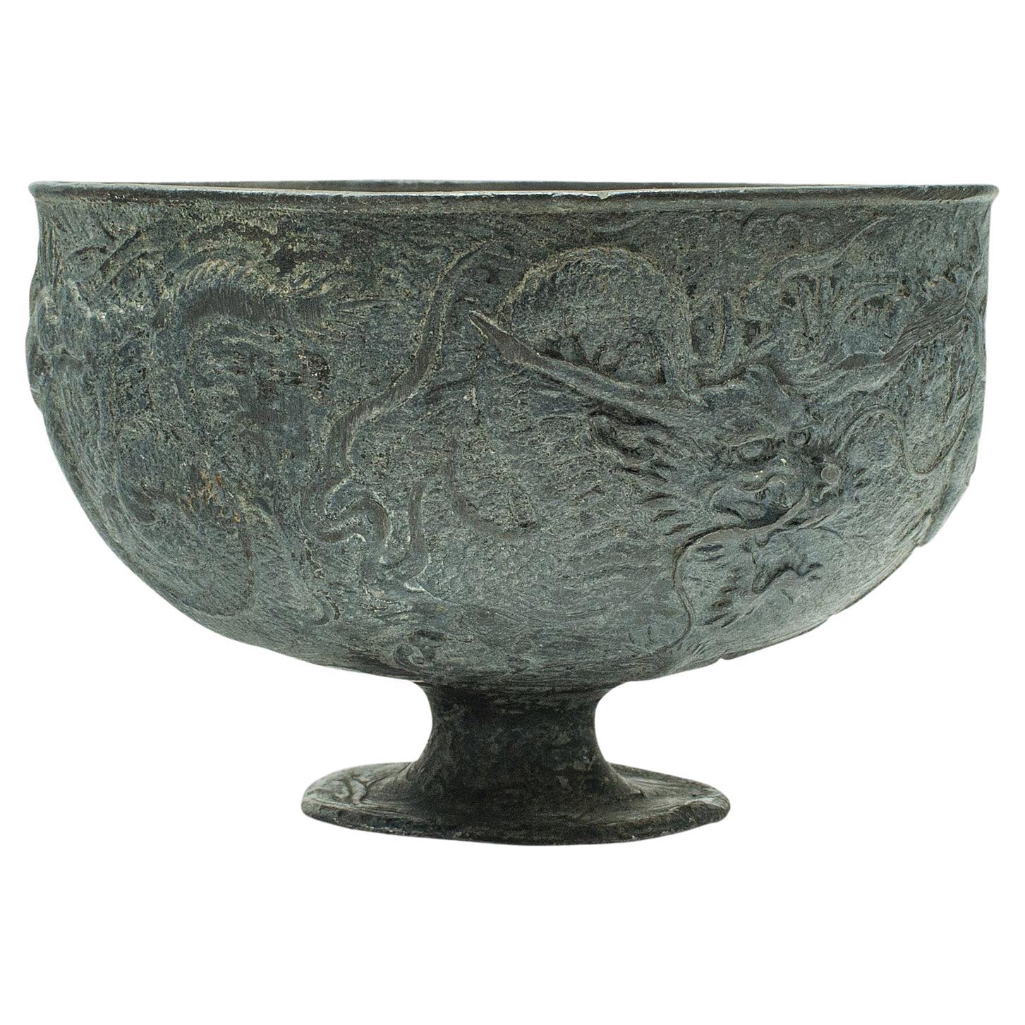 Antique Libation Cup, Chinese, Lead Alloy, Decorative Bowl, Victorian, C.1880