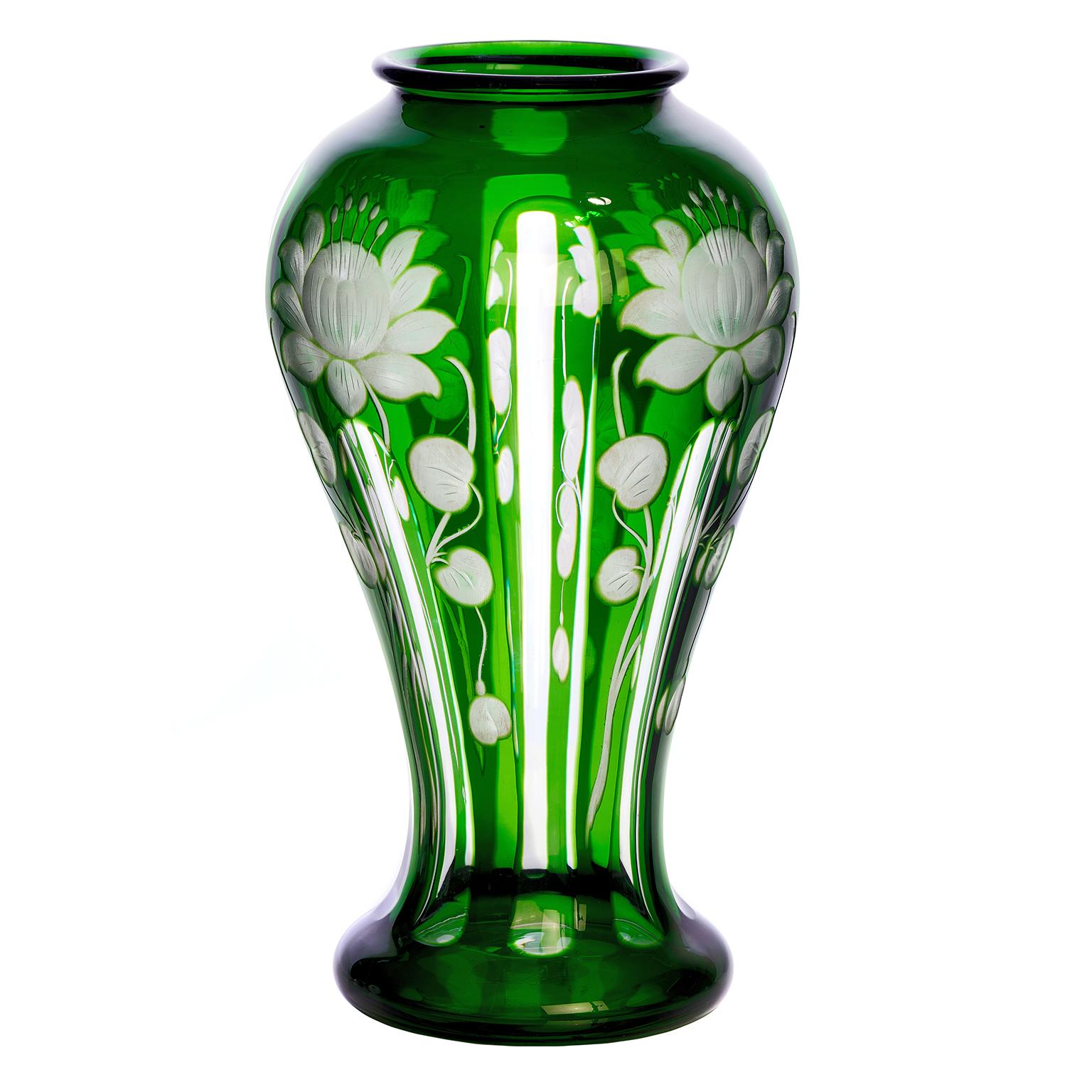 Americano Antique Libbey Green Lily Pad Vase in vendita