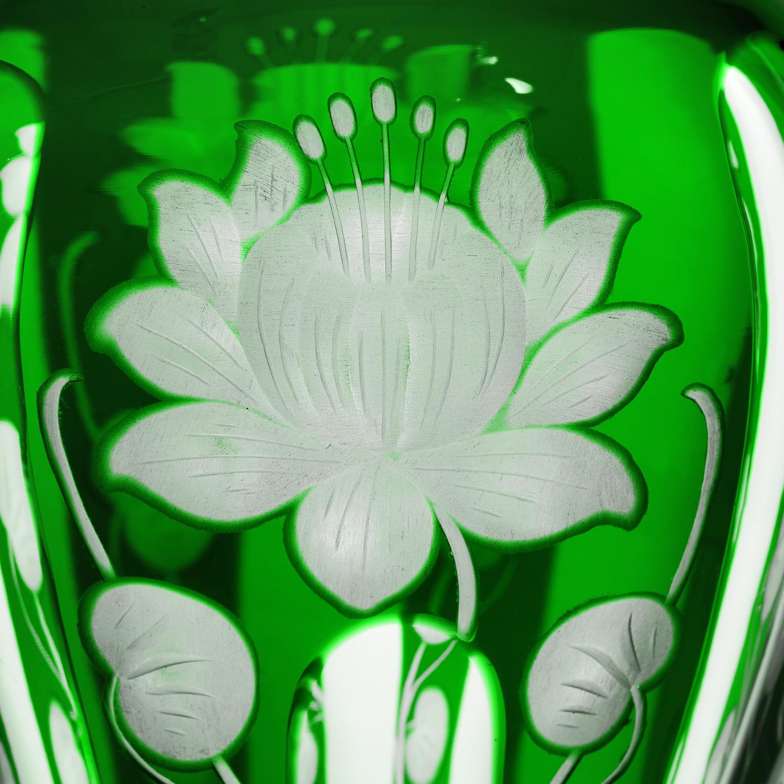 Antique Libbey Green Lily Pad Vase In condizioni ottime in vendita a Litchfield, CT