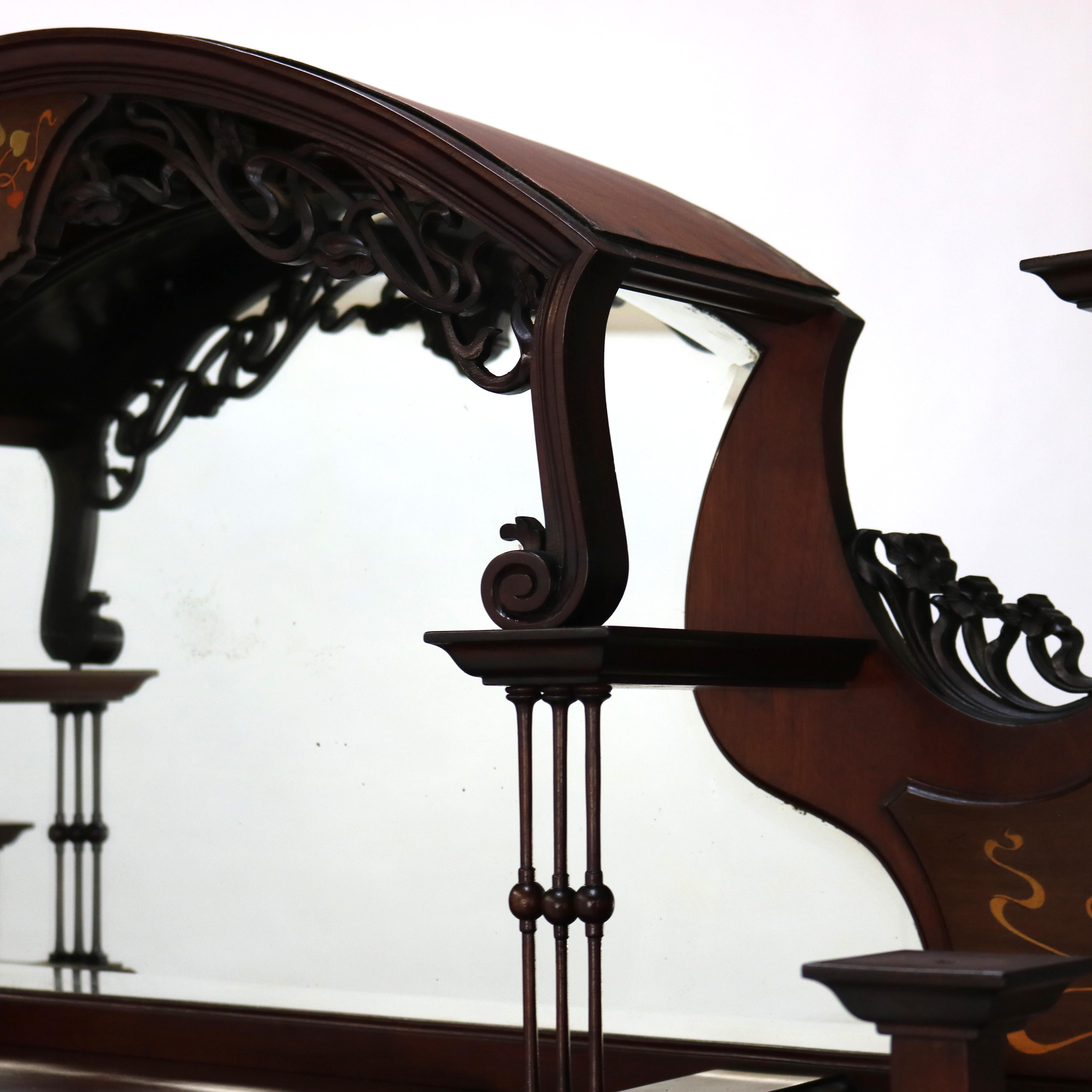 Antike Liberty & Co. Arts and Crafts-Schrank aus geschnitztem Mahagoni und Intarsien aus China, um 1910 im Angebot 6