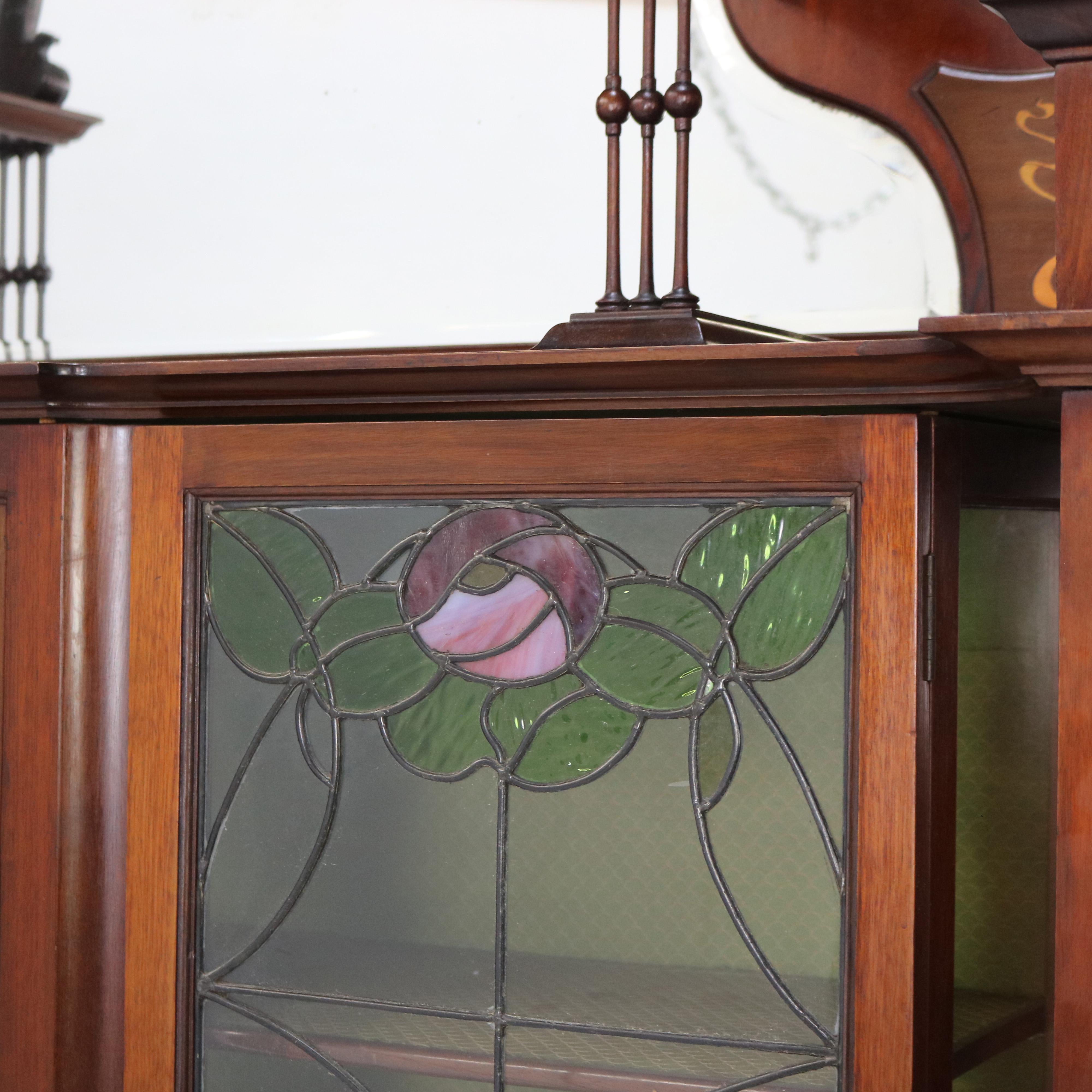 Antike Liberty & Co. Arts and Crafts-Schrank aus geschnitztem Mahagoni und Intarsien aus China, um 1910 im Angebot 8