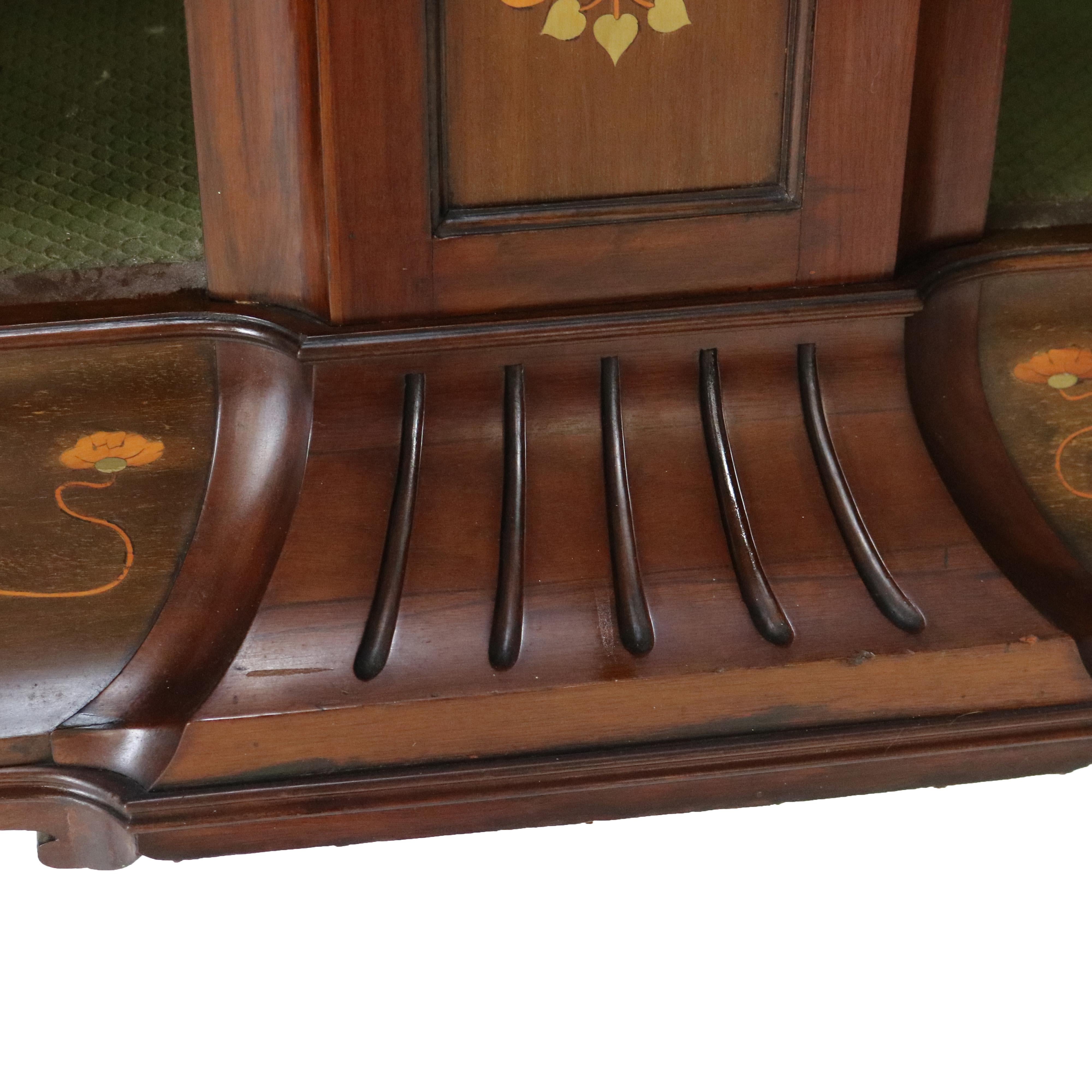 Antike Liberty & Co. Arts and Crafts-Schrank aus geschnitztem Mahagoni und Intarsien aus China, um 1910 im Angebot 11