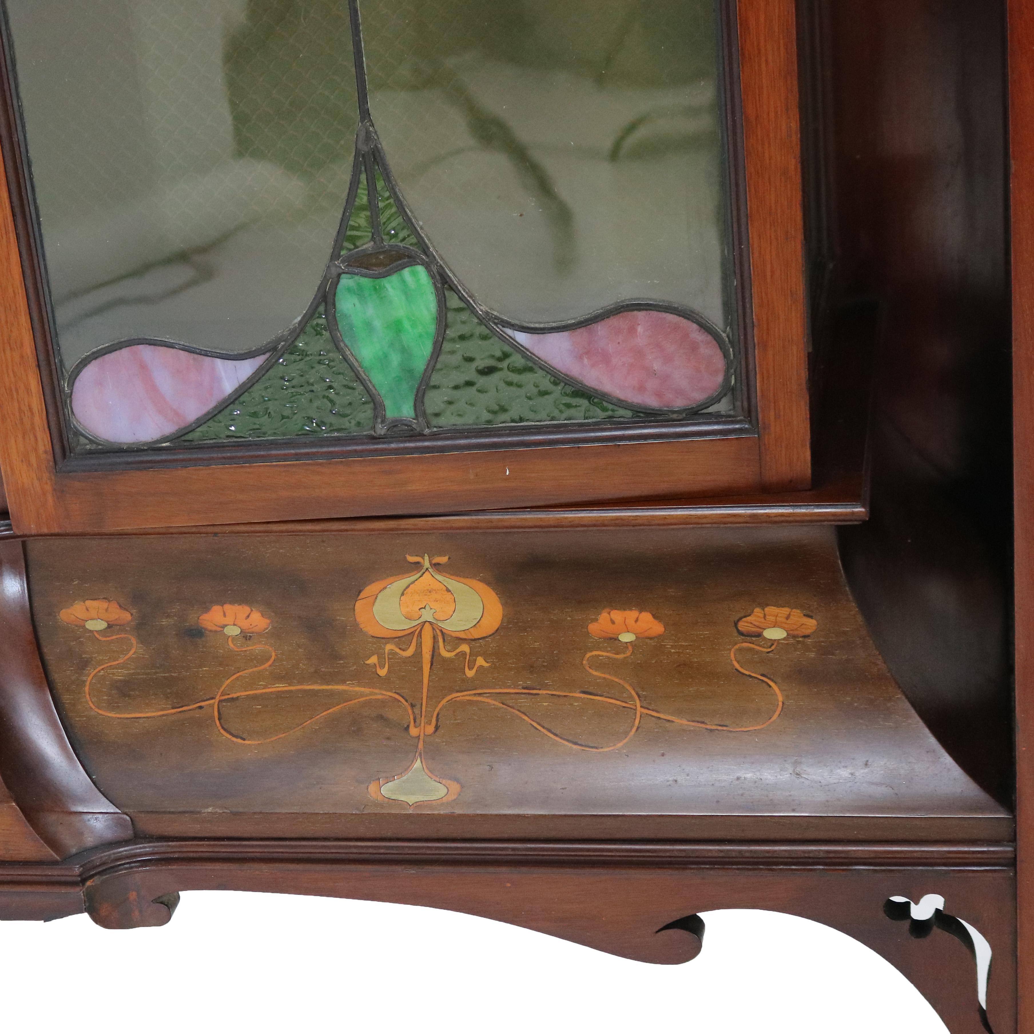 Antike Liberty & Co. Arts and Crafts-Schrank aus geschnitztem Mahagoni und Intarsien aus China, um 1910 im Angebot 13