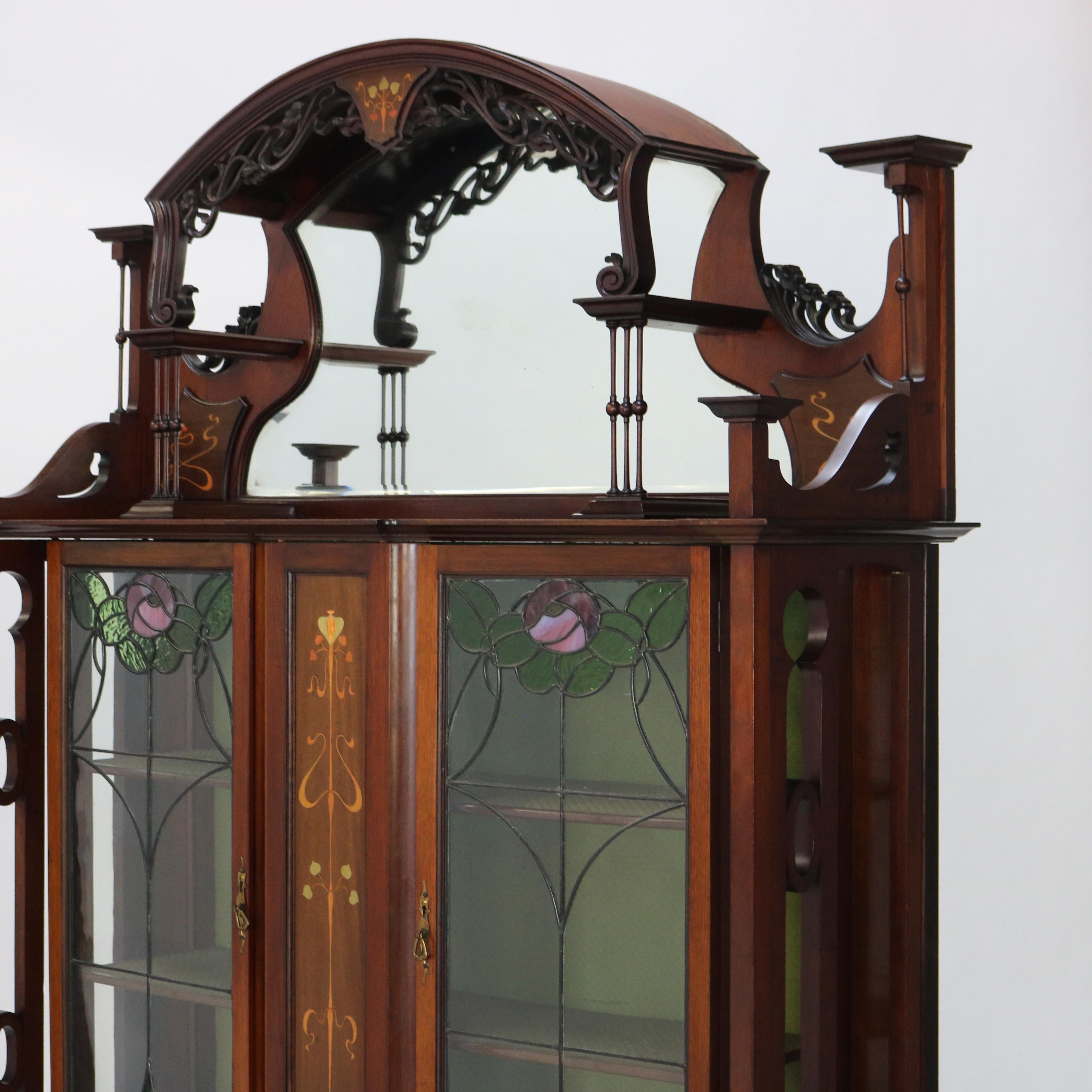 Antike Liberty & Co. Arts and Crafts-Schrank aus geschnitztem Mahagoni und Intarsien aus China, um 1910 im Angebot 1