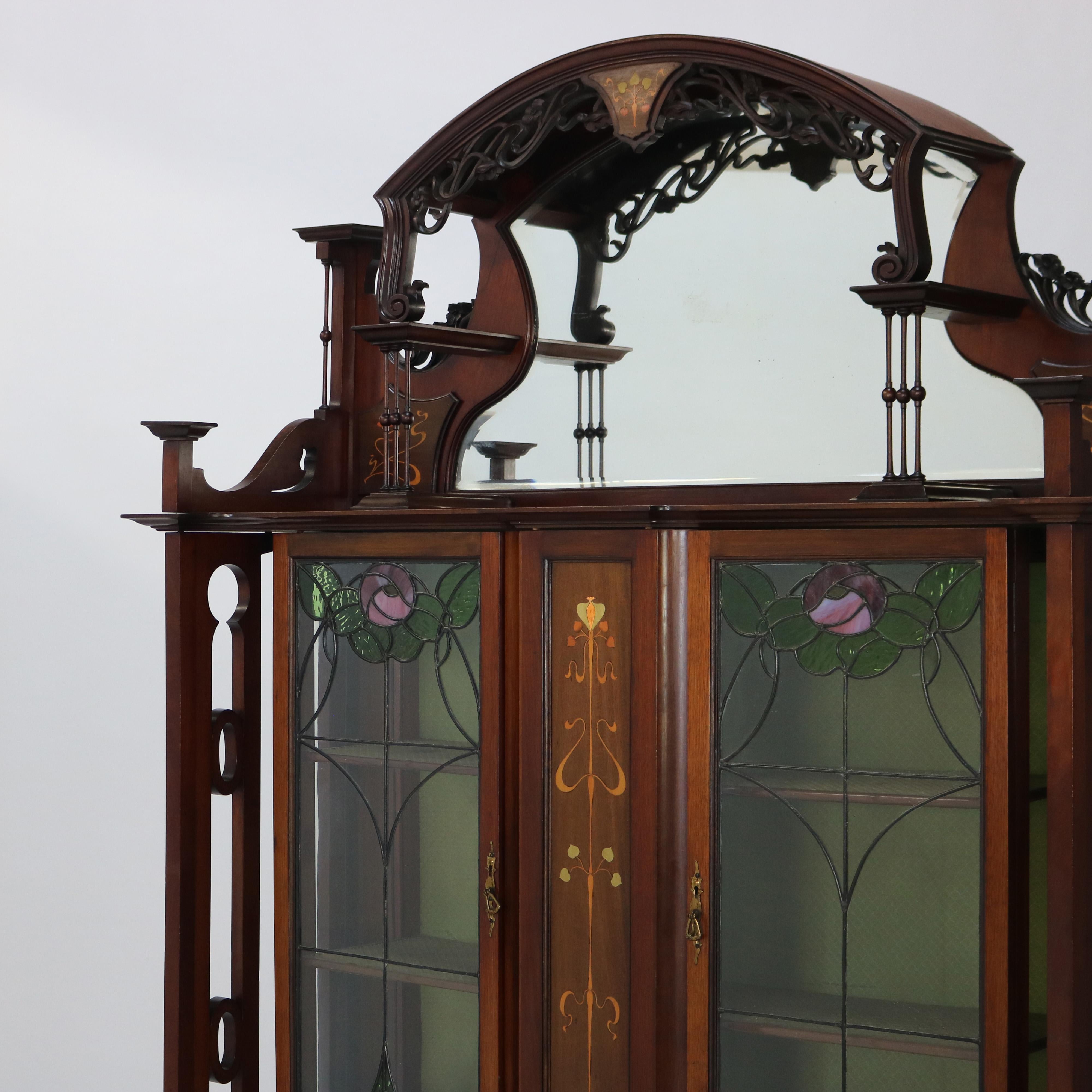 Antike Liberty & Co. Arts and Crafts-Schrank aus geschnitztem Mahagoni und Intarsien aus China, um 1910 im Angebot 2