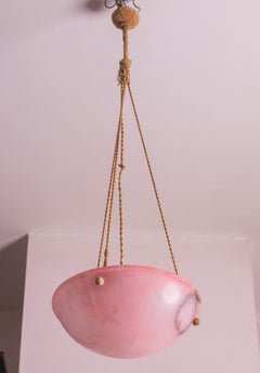 Antique Liberty Pink Alabaster Chandelier, 1940s