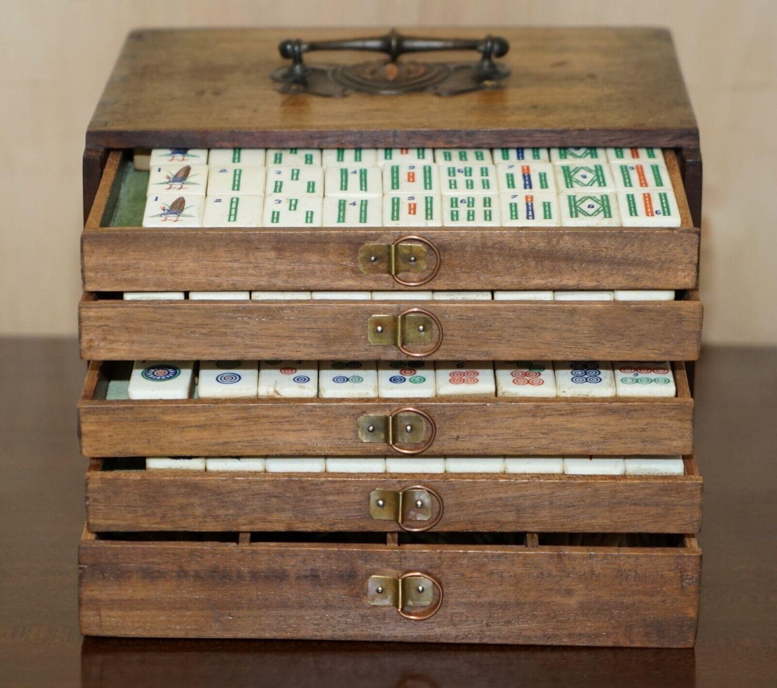 Antique Liberty's London Art Nouveau Style Chinese Export Mahjong Complete Set For Sale 9