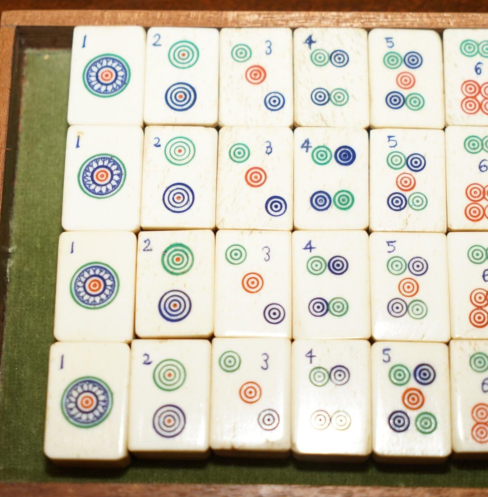 Wood Antique Liberty's London Art Nouveau Style Chinese Export Mahjong Complete Set For Sale