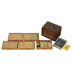 ANTIQUE LIBERTYS LONDON ART NOUVEAU STYLE MAHJONG COMPLETE SET WiTH 4 RACKS J1