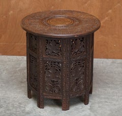 Antique Liberty's Victorian circa 1880 Floral Hand Carved Folding Table