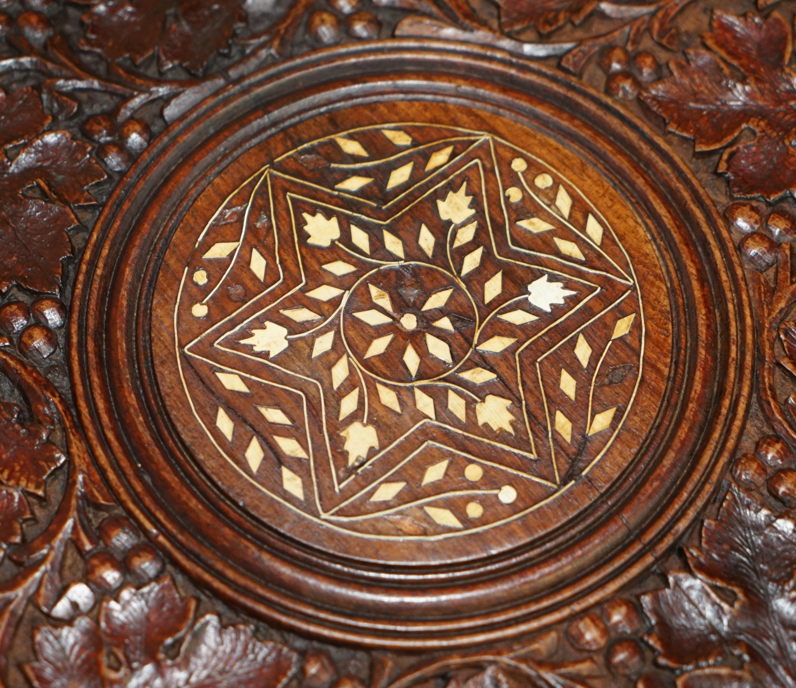 Late 19th Century ANTIQUE LIBERTY'S VICTORIAN CIRCA 1880 INLAID SYRIAN HAND CARVED FOLDiNG TABLE For Sale