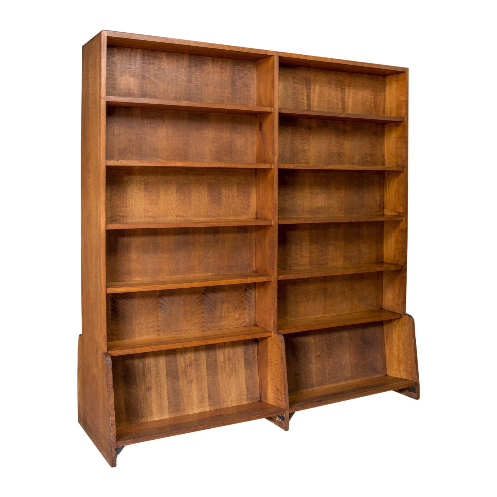 Antique Library Bookshelf, Pitch Pine, Double-Sided Bookcase, Room Divider