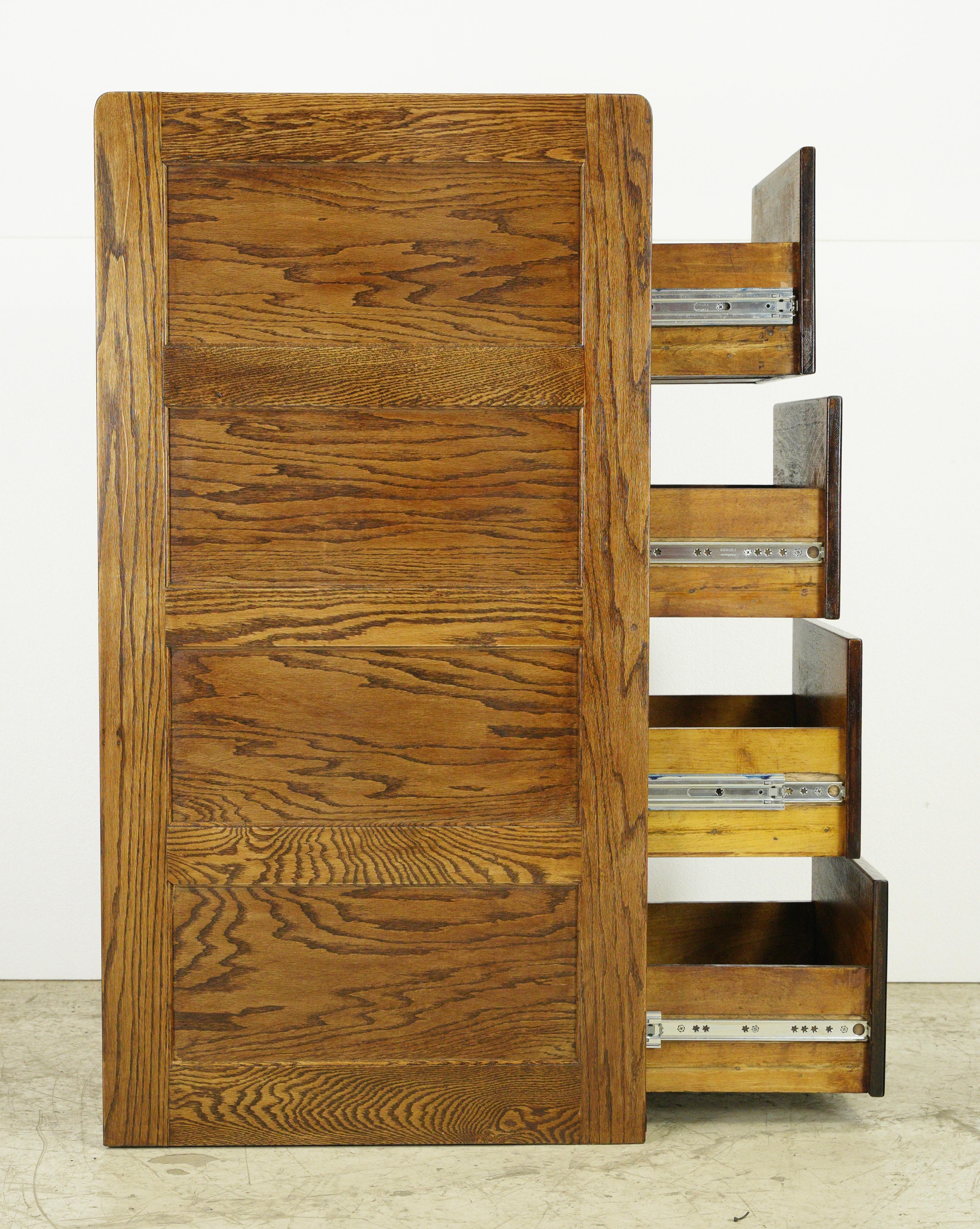 Antique Library Bureau Sole Makers Oak File Cabinet w 4 Drawers For Sale 3