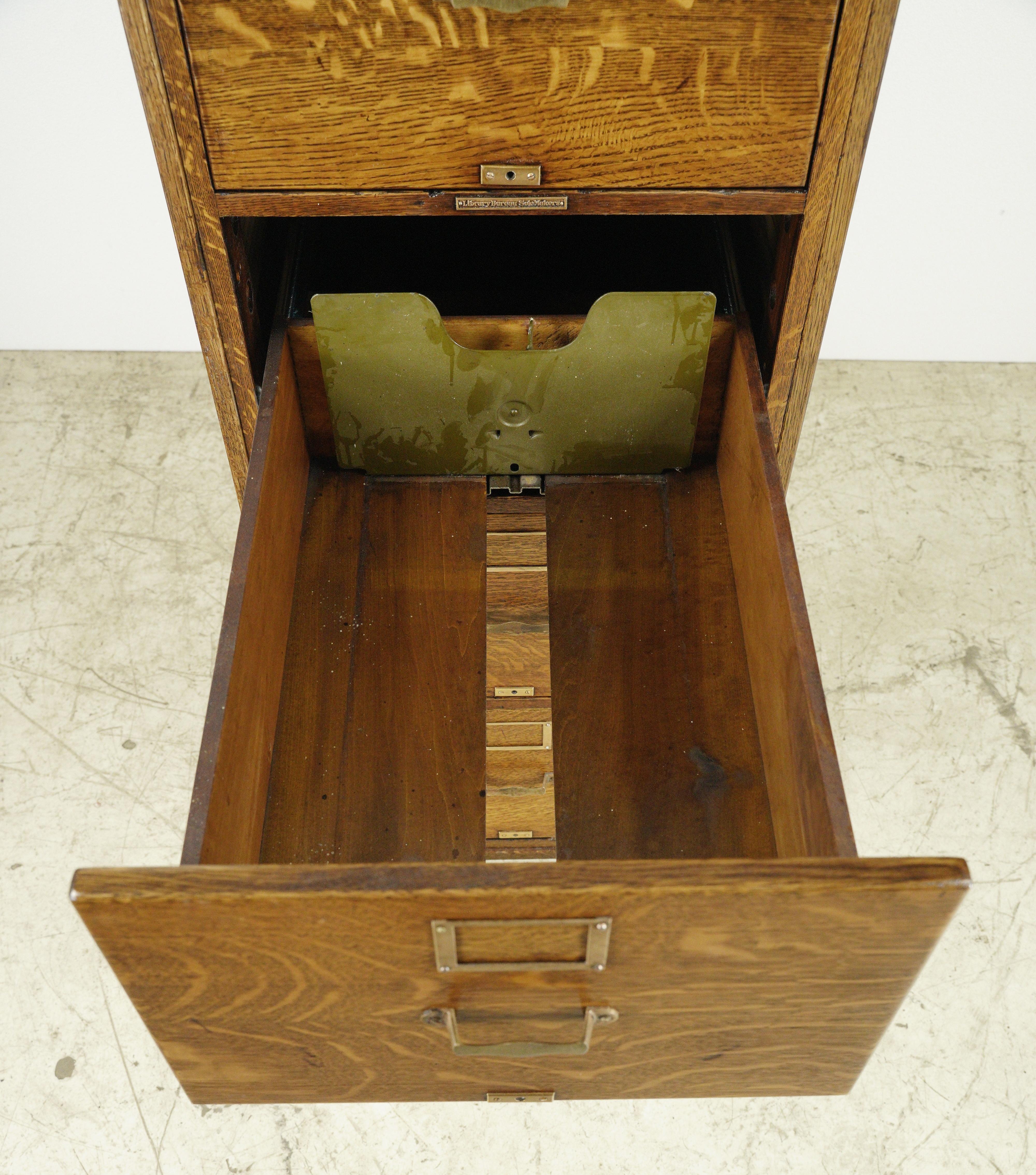20th Century Antique Library Bureau Sole Makers Oak File Cabinet w 4 Drawers For Sale