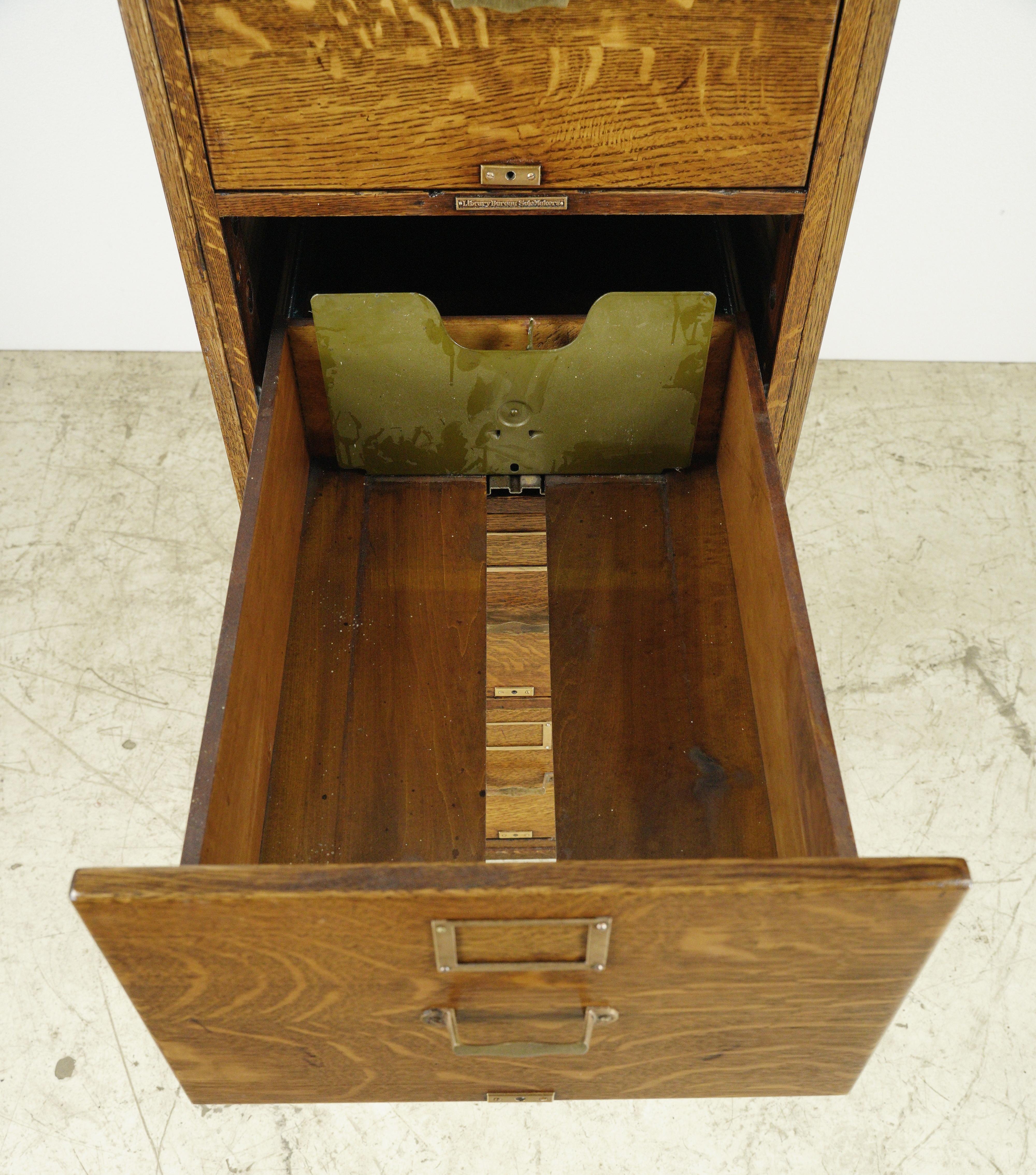 20th Century Antique Library Bureau Sole Makers Oak File Cabinet w 4 Drawers