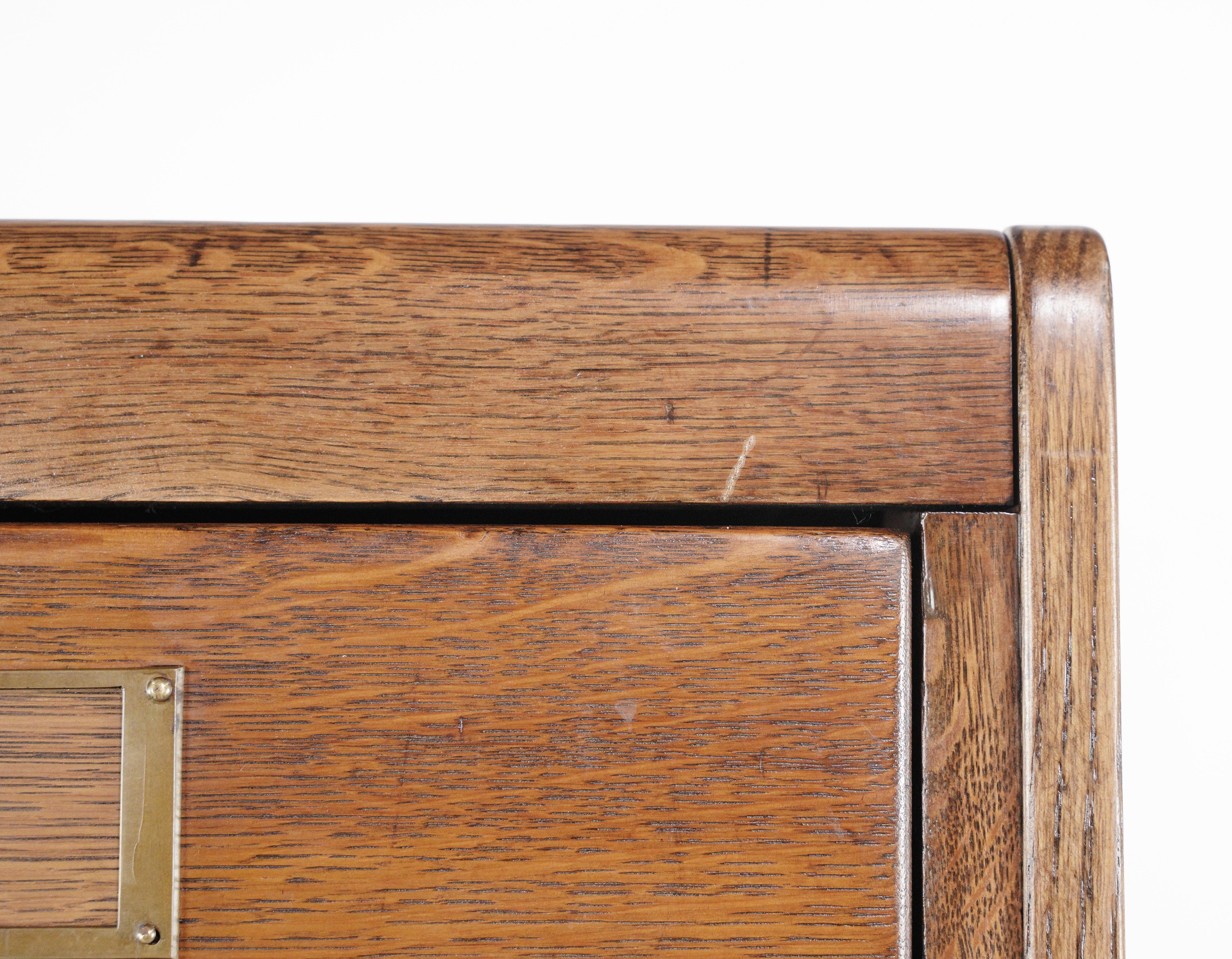 Antique Library Bureau Sole Makers Tiger Oak Wood Filing Cabinet 4