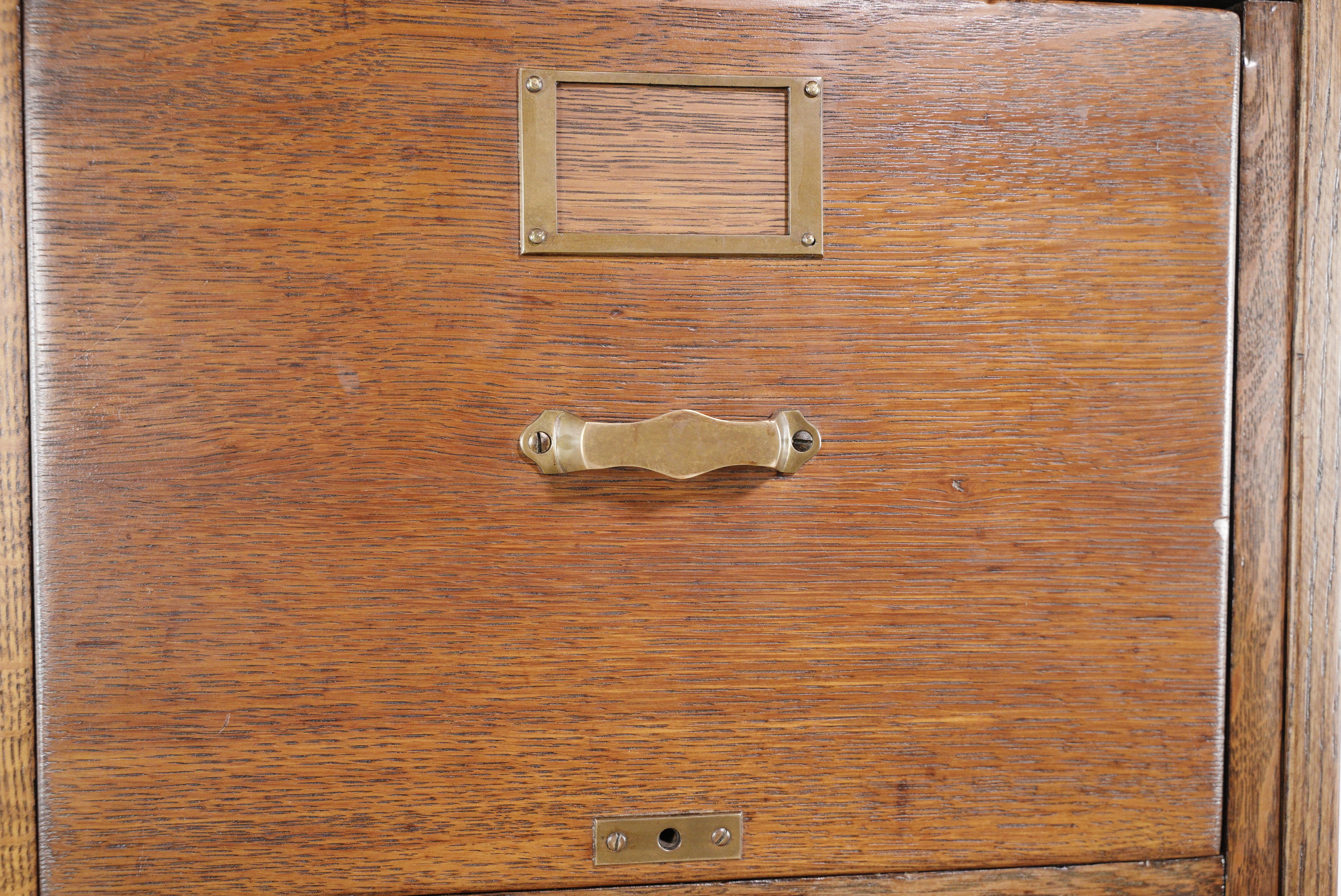 Antique Library Bureau Sole Makers Tiger Oak Wood Filing Cabinet 2