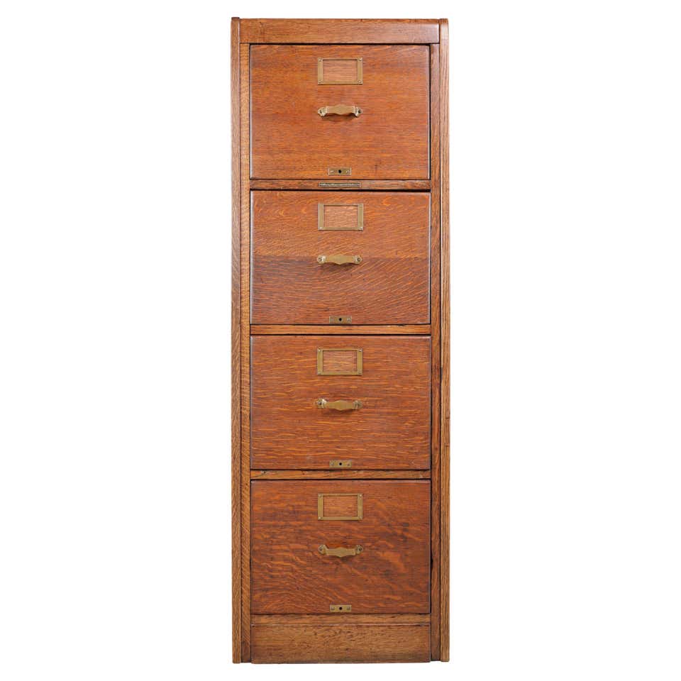Oak Utility Filing Cabinet by The C.F. Wing Company 4 Drawers For Sale ...