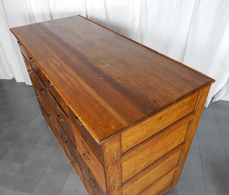 Antique Library Bureau SoleMakers Tiger Oak 16 Drawer File