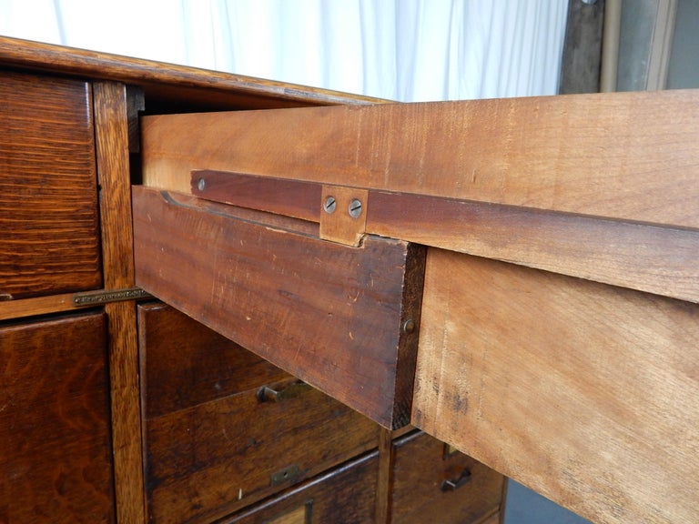 Antique Library Bureau SoleMakers Tiger Oak 16 Drawer File