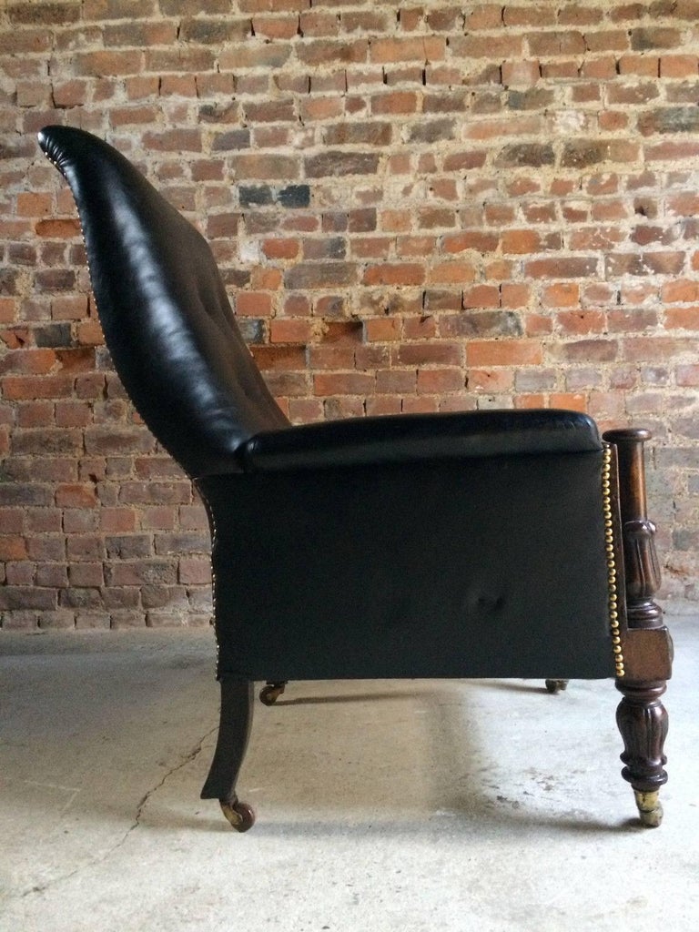 Antique Library Chair Lounge Club Leather Mahogany William IV, 1830 at