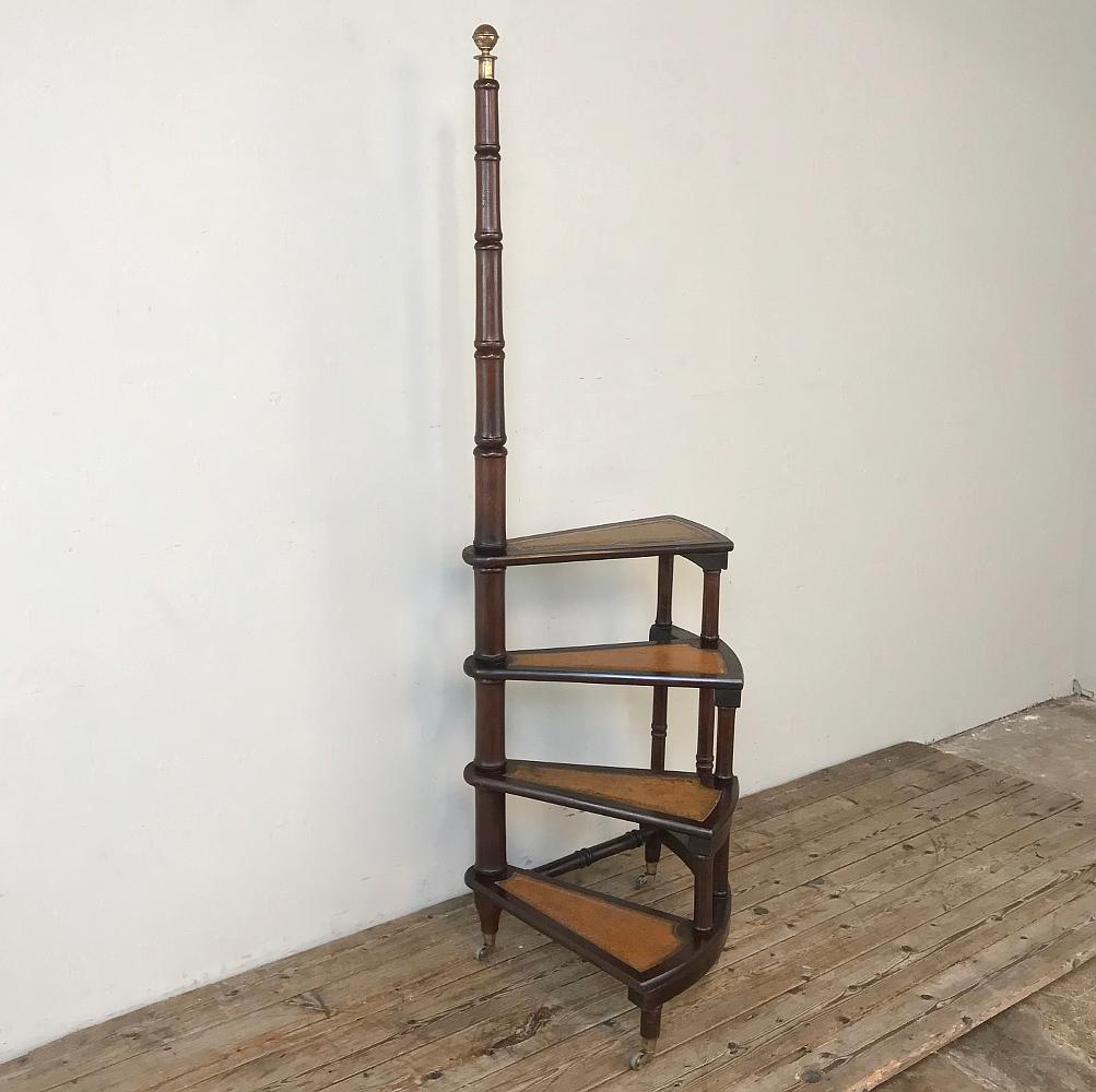 antique bookcase with ladder
