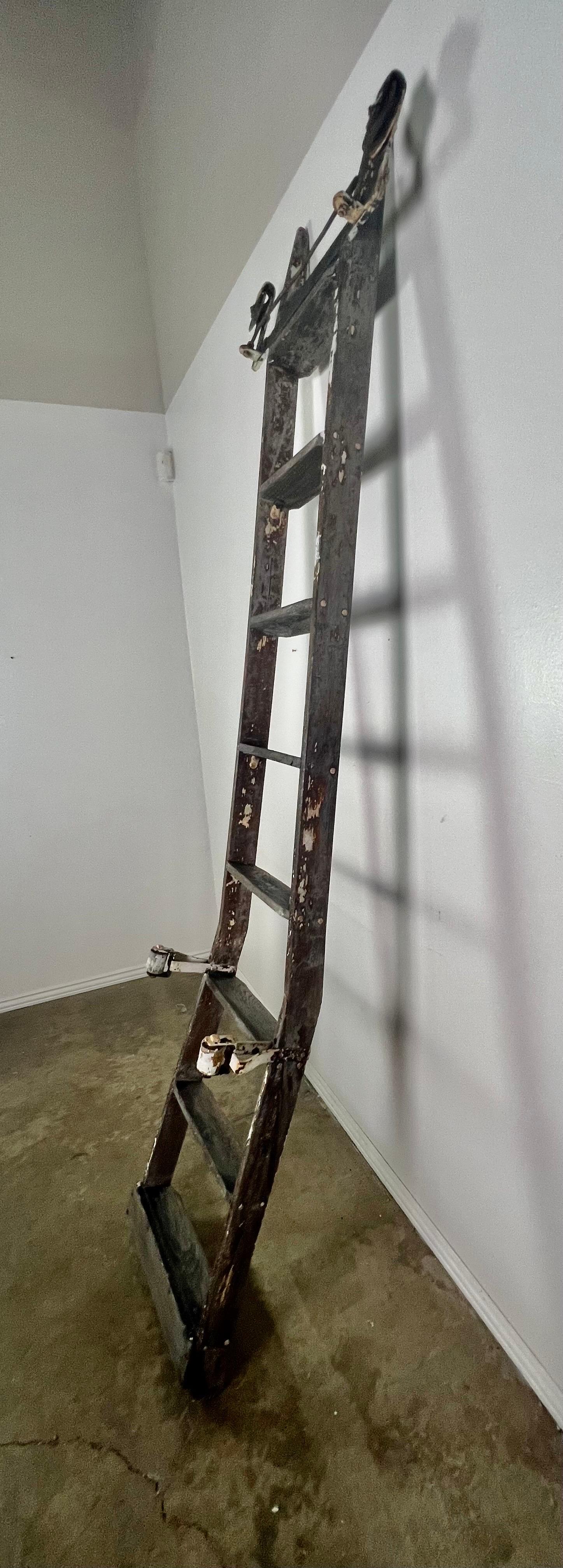 Antique Library Ladder with Great Patina For Sale 8