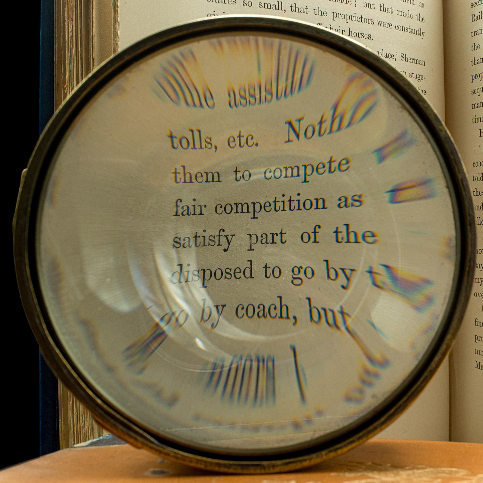 19th Century Antique Library Magnifier, English, Brass, Specimen Magnifying Glass, Victorian