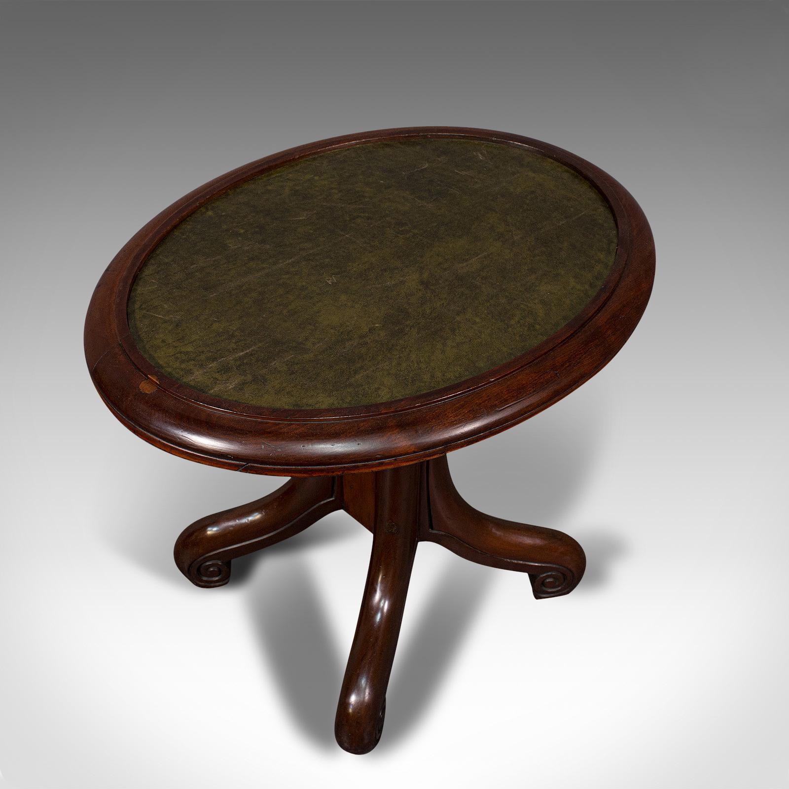 Leather Antique Library Side Table, English, Mahogany, Occasional, Victorian, Circa 1850