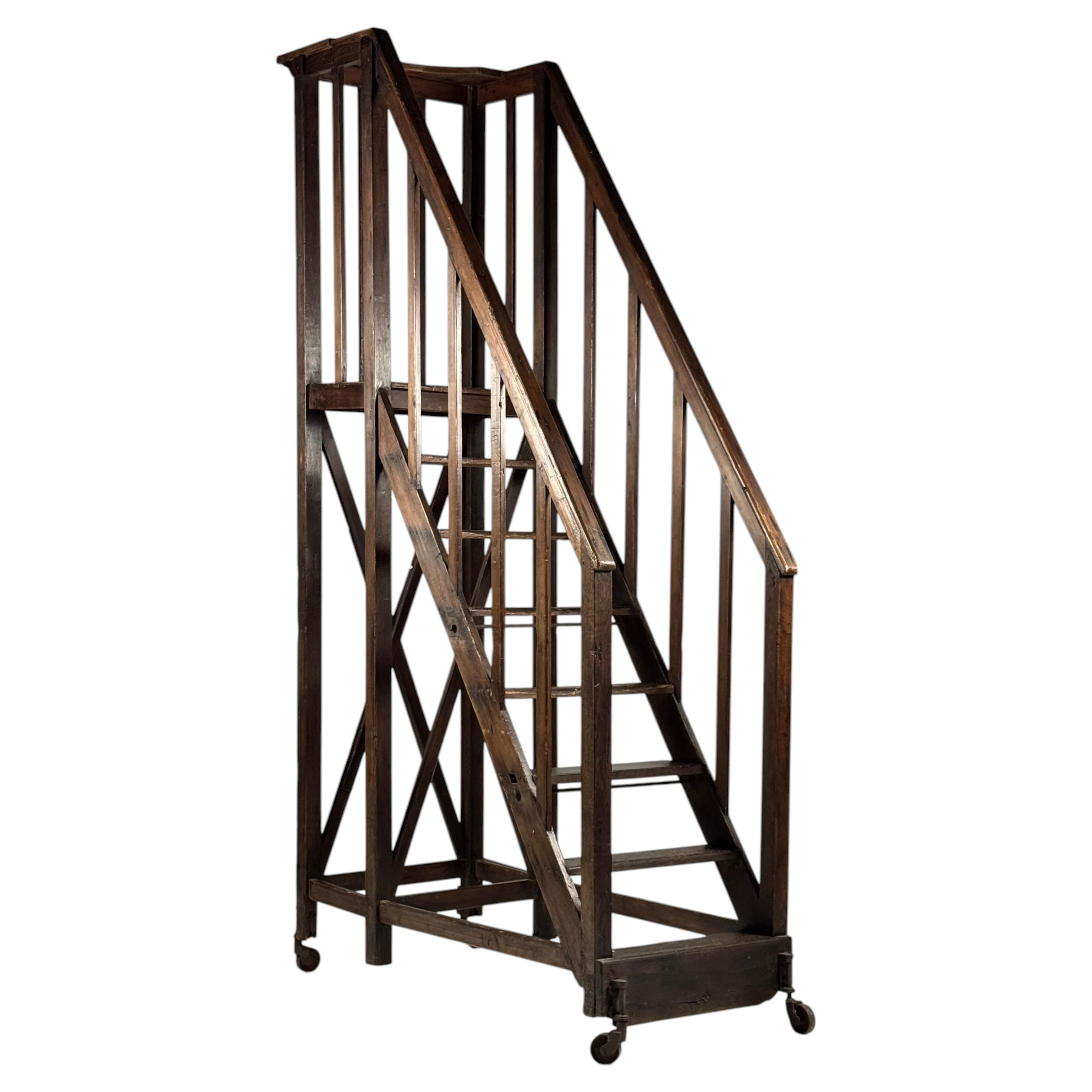 Antique library staircase, circa 1900 For Sale