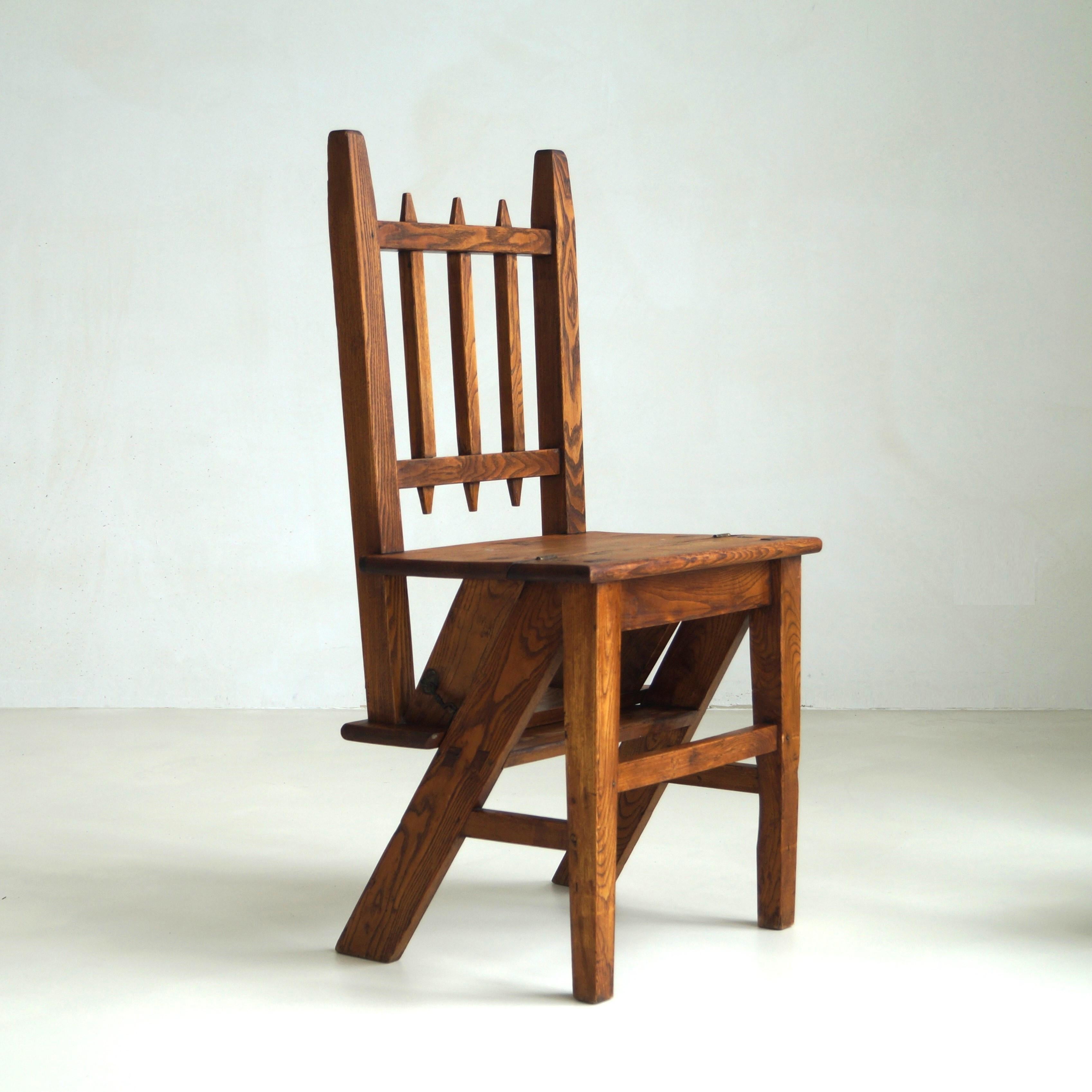 Dutch Arts & Crafts library steps chair, 1910s For Sale 3