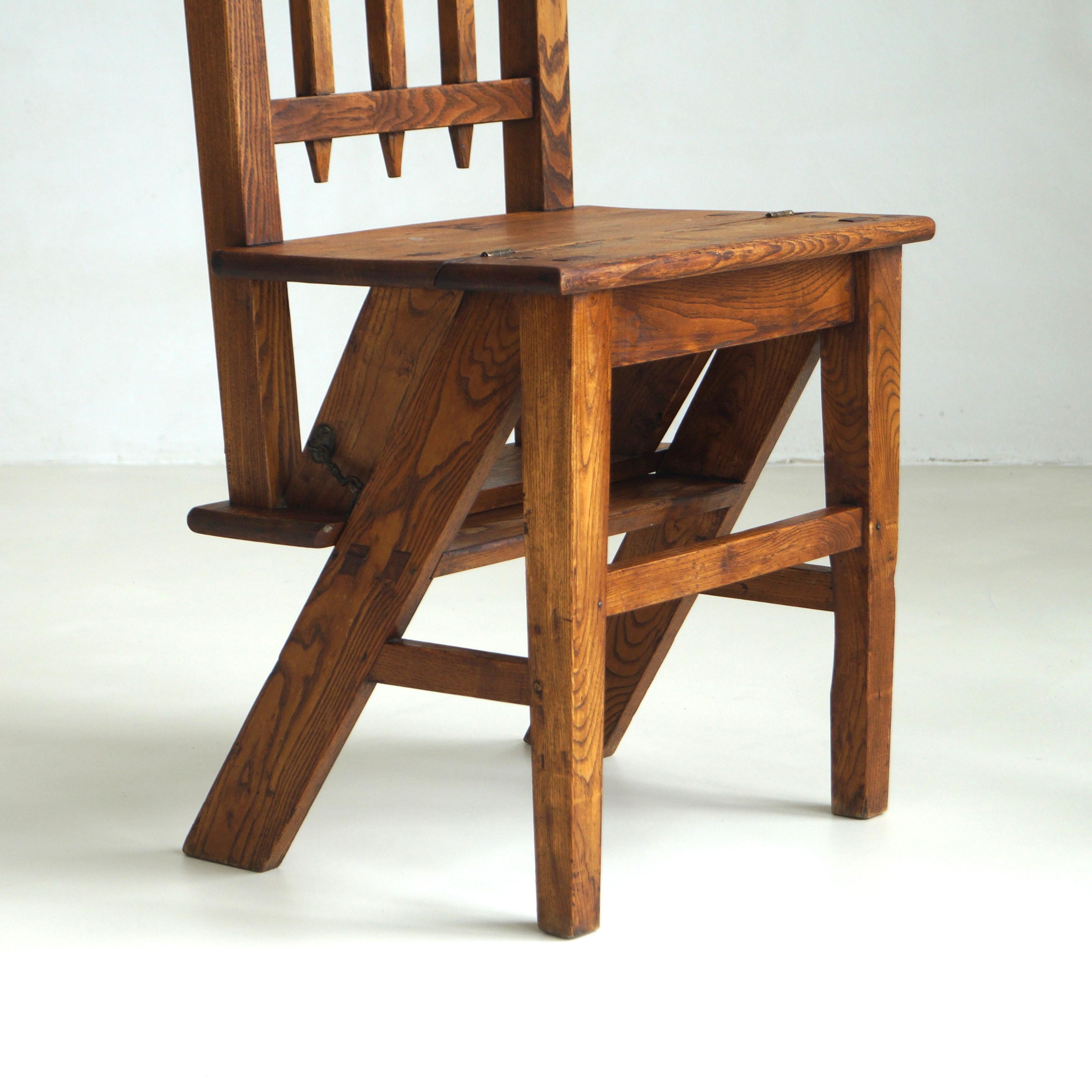 Dutch Arts & Crafts library steps chair, 1910s For Sale 5