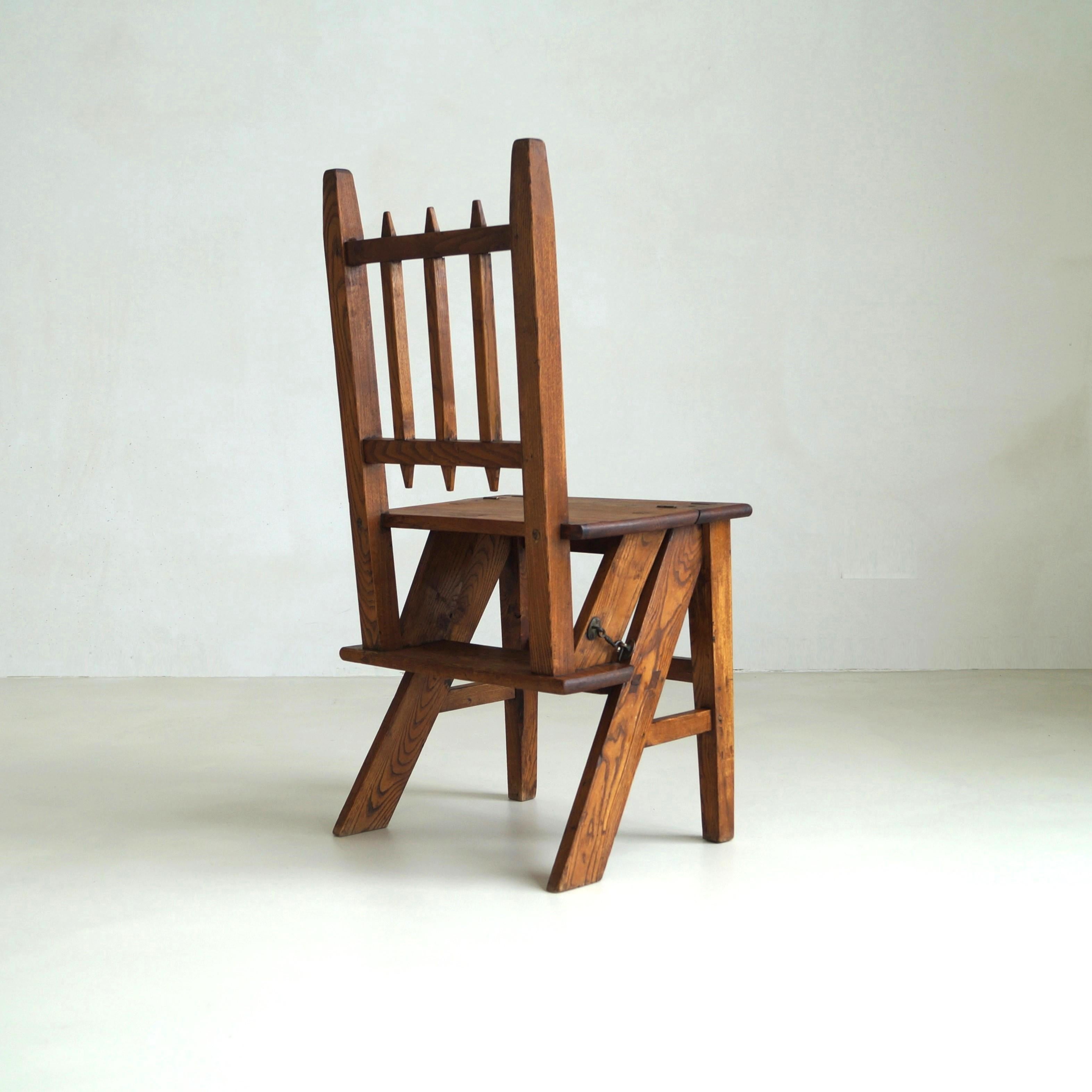 Dutch Arts & Crafts library steps chair, 1910s For Sale 6