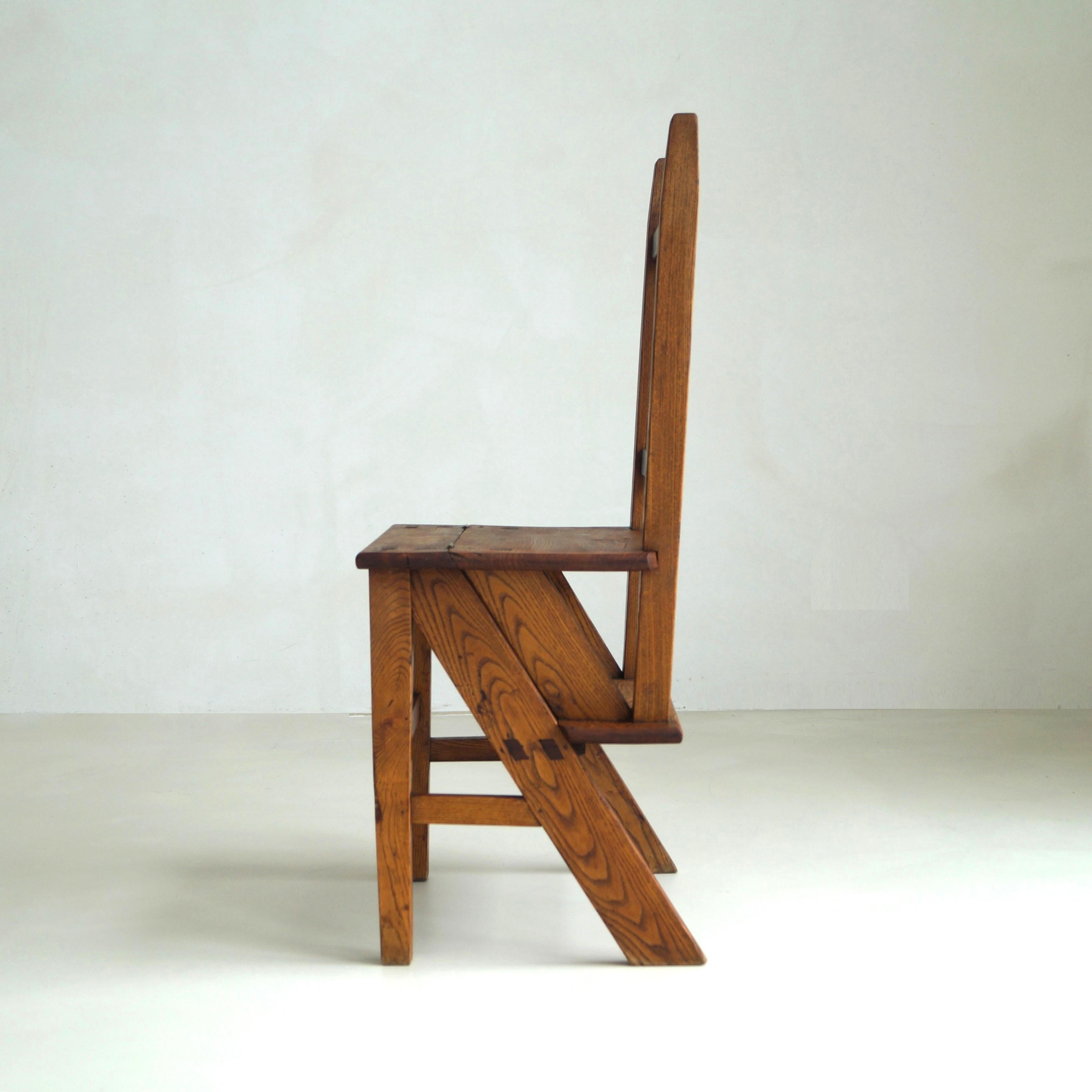 Hand-Crafted Dutch Arts & Crafts library steps chair, 1910s For Sale