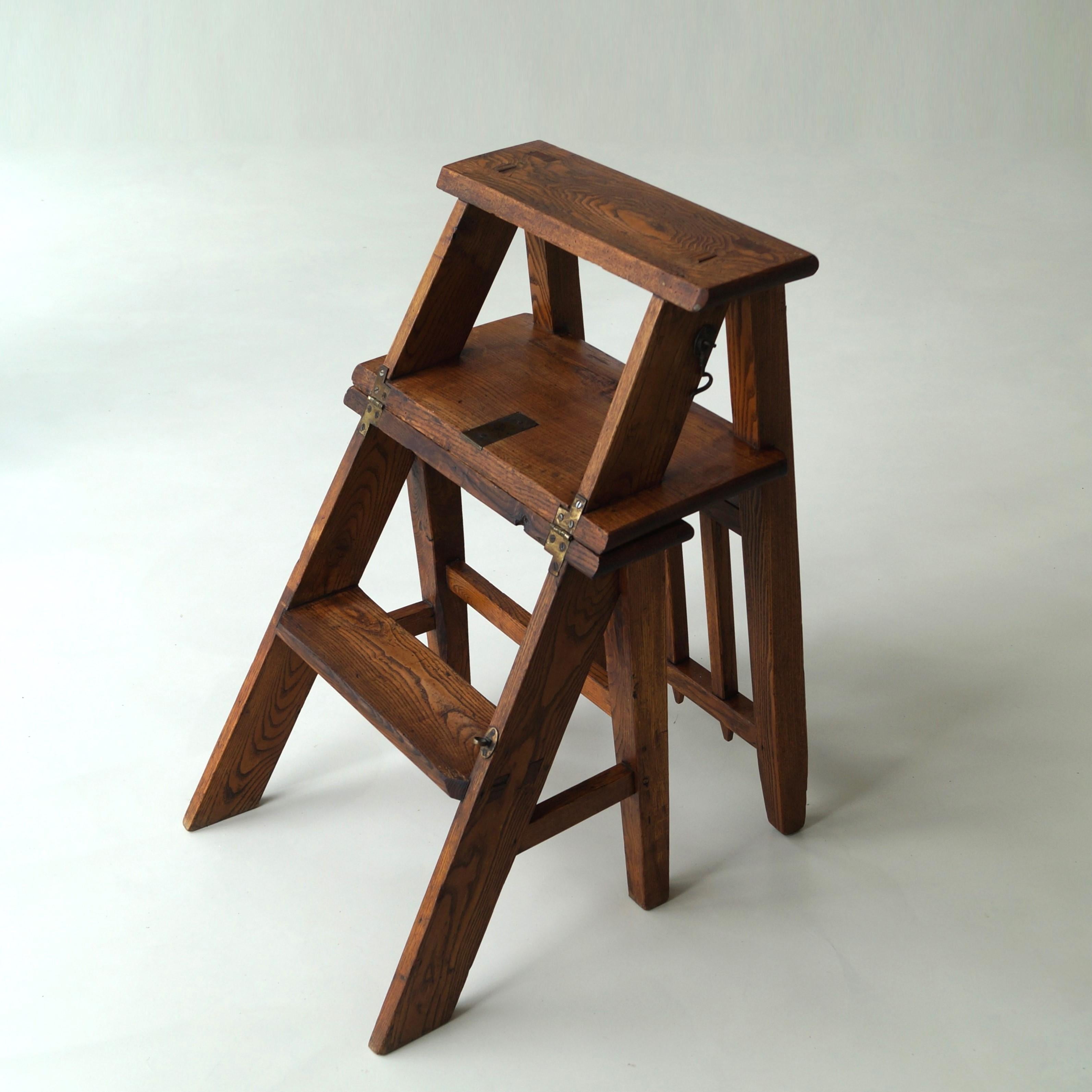 20th Century Dutch Arts & Crafts library steps chair, 1910s For Sale