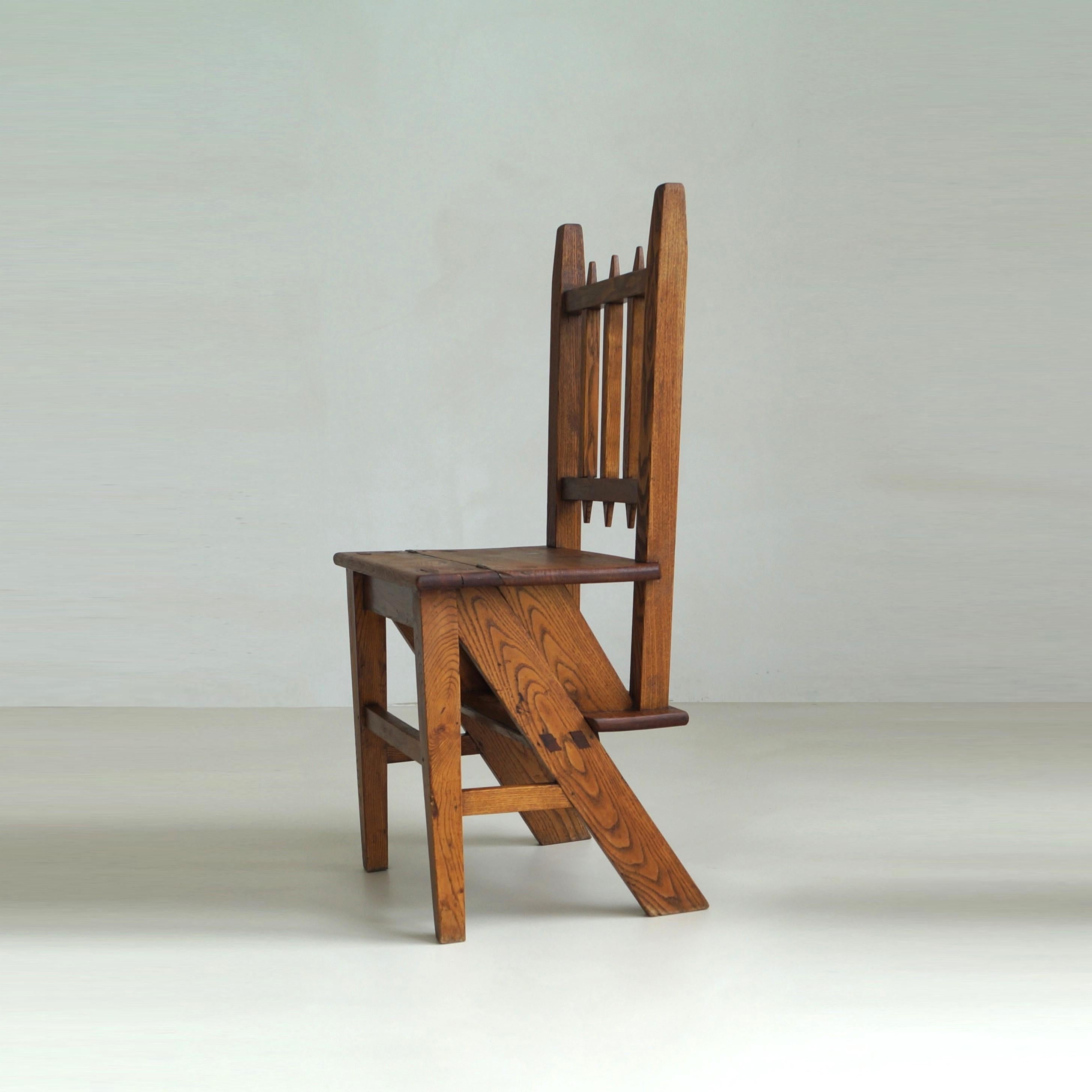 Dutch Arts & Crafts library steps chair, 1910s For Sale 2
