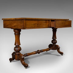 Antique Library Table, English, Flame Mahogany, Sofa, Regency Period, circa 1820