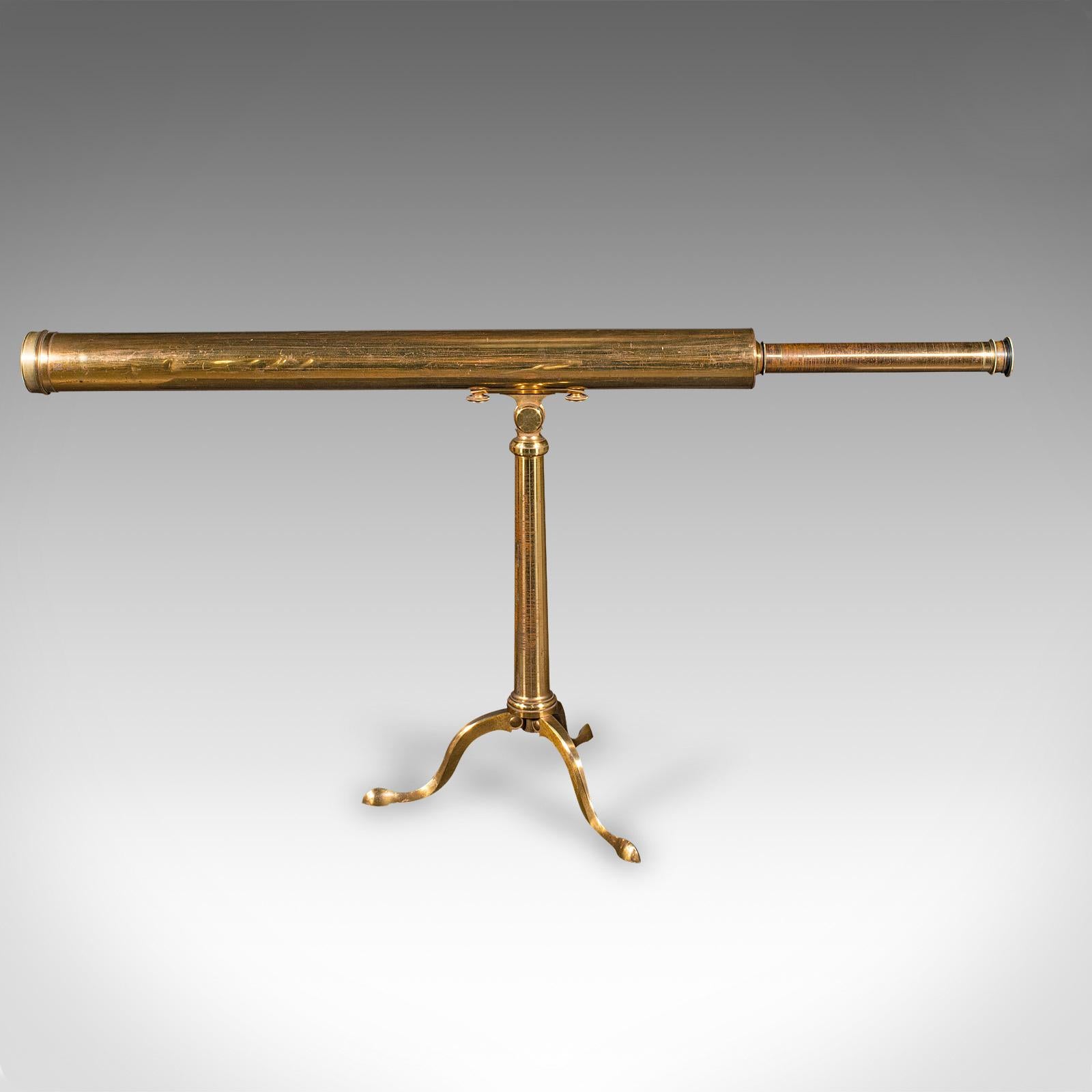 British Antique Library Telescope, English, Brass, Astronomical, Dollond, Late Victorian
