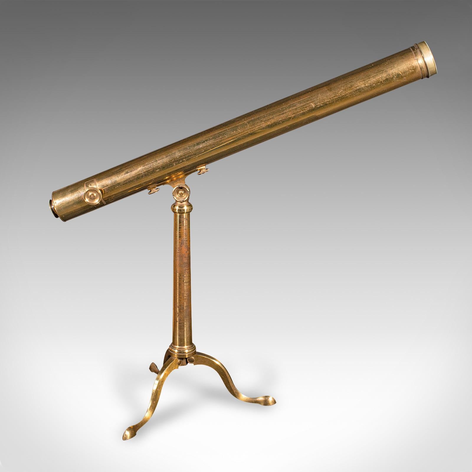 Antique Library Telescope, English, Brass, Astronomical, Dollond, Late Victorian In Good Condition In Hele, Devon, GB