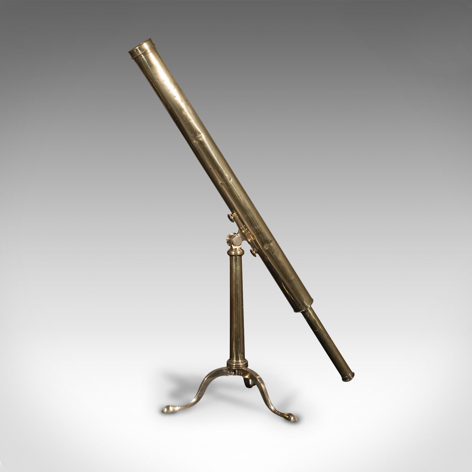 British Antique Library Telescope, English Brass, Astronomical, Dollond, Victorian, 1890