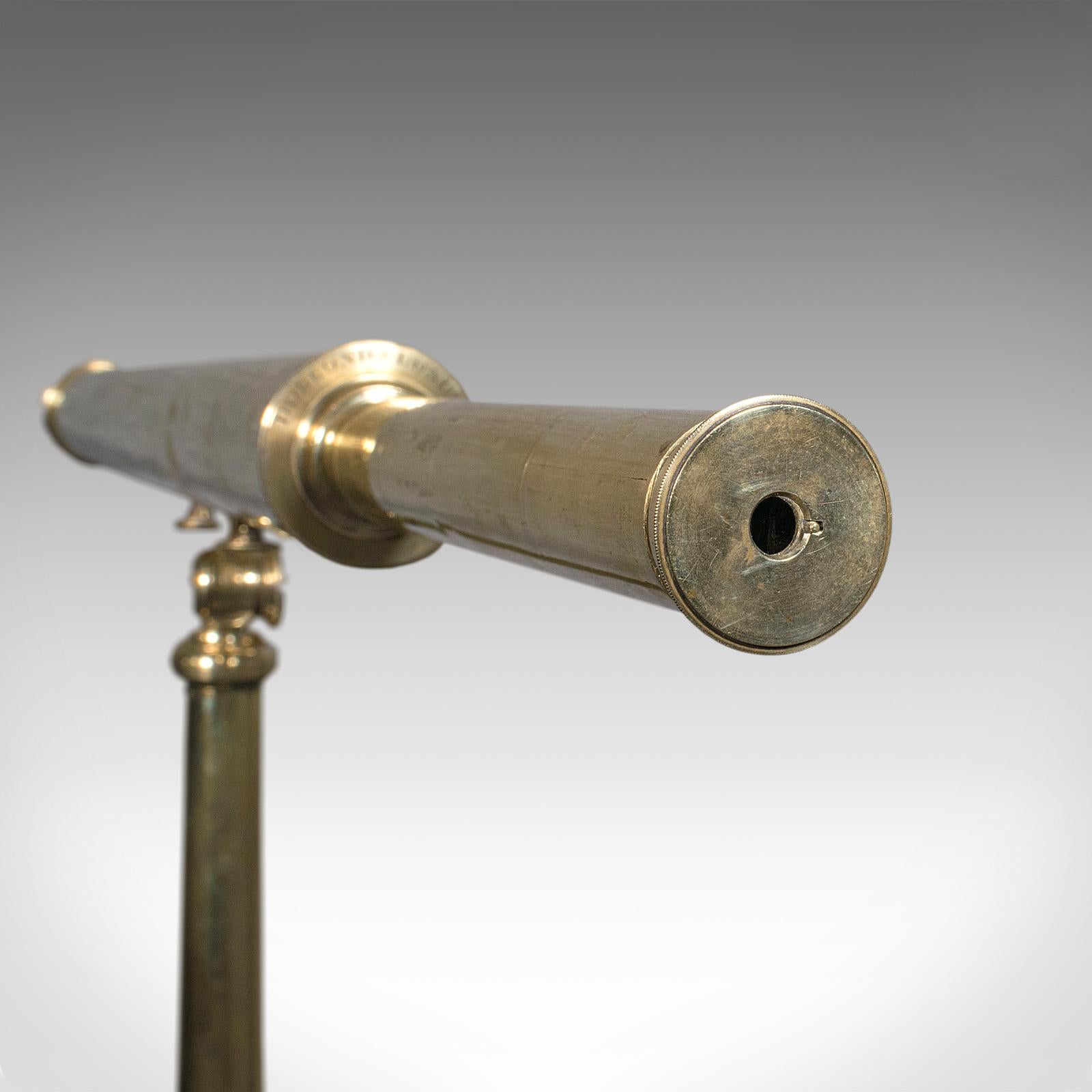 19th Century Antique Library Telescope, English Brass, Astronomical, Dollond, Victorian, 1890