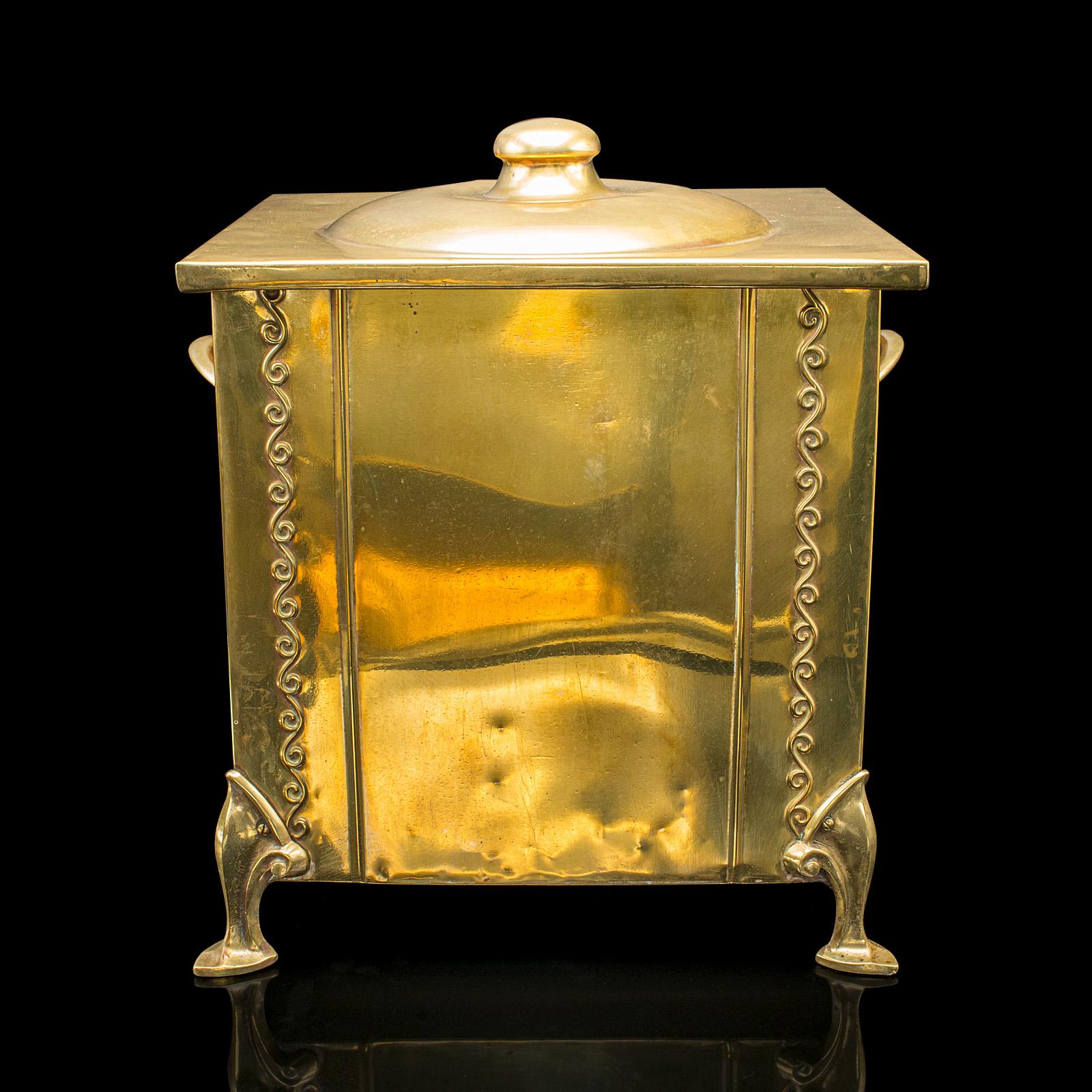Bouteille de charbon antique en laiton anglais, cheminée, bûches, magasin de cheminée, victorien Bon état - En vente à Hele, Devon, GB