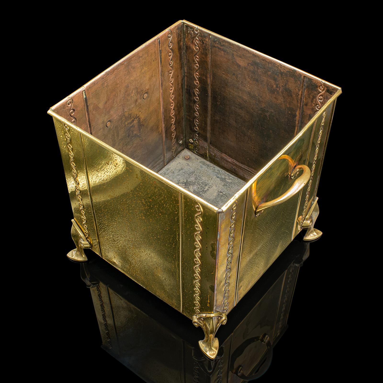 Laiton Bouteille de charbon antique en laiton anglais, cheminée, bûches, magasin de cheminée, victorien en vente