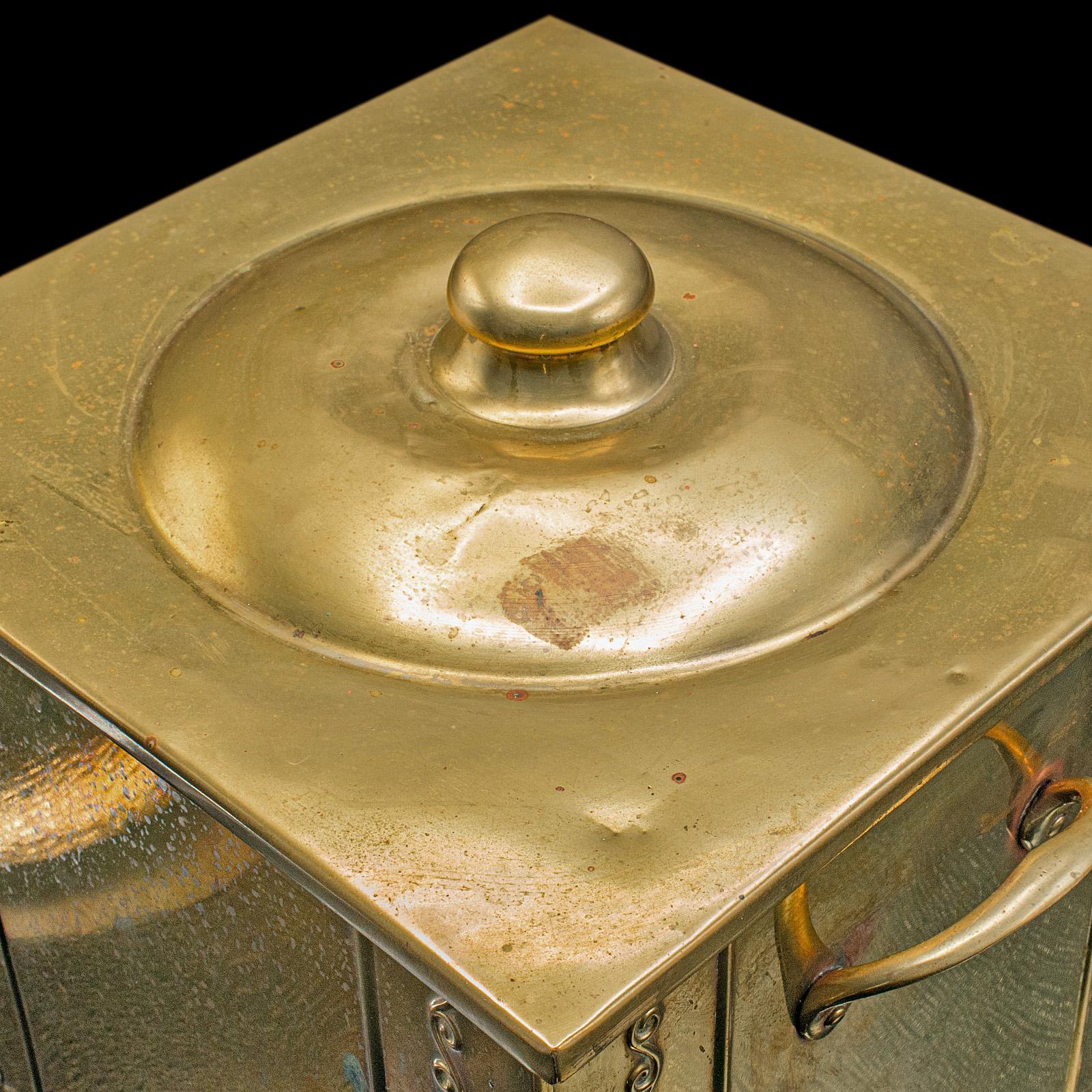 Bouteille de charbon antique en laiton anglais, cheminée, bûches, magasin de cheminée, victorien en vente 1