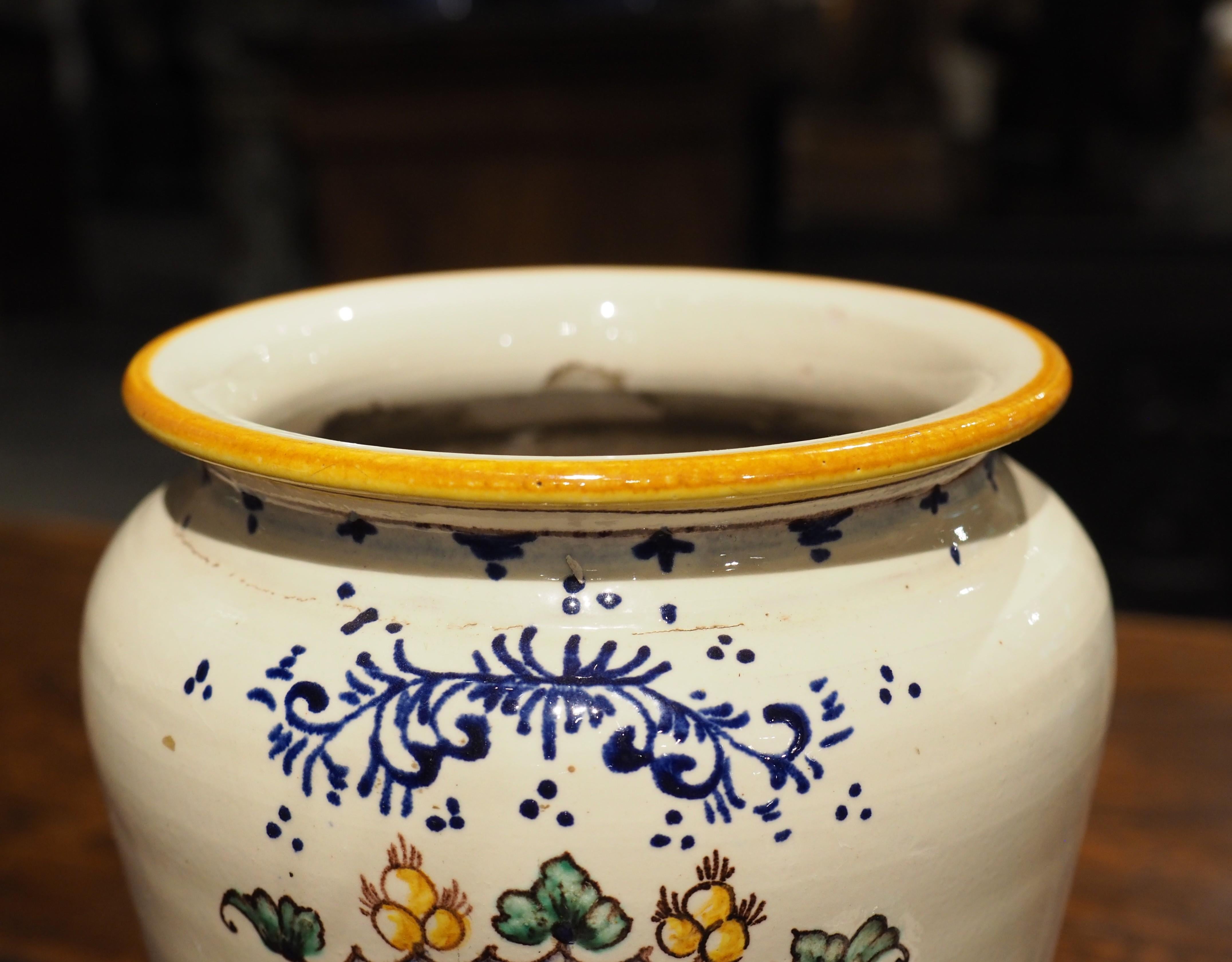 Antico vaso da farmacia italiano con coperchio e stemma dei leoni rampanti, XIX C. in vendita 1
