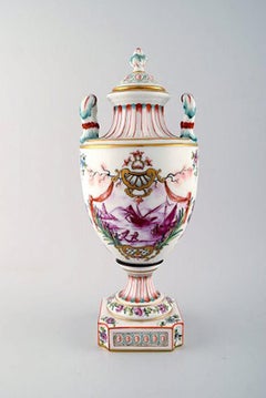 Antique Lidded Vase of Porcelain in Overglaze, Classic Style, Late 1800s