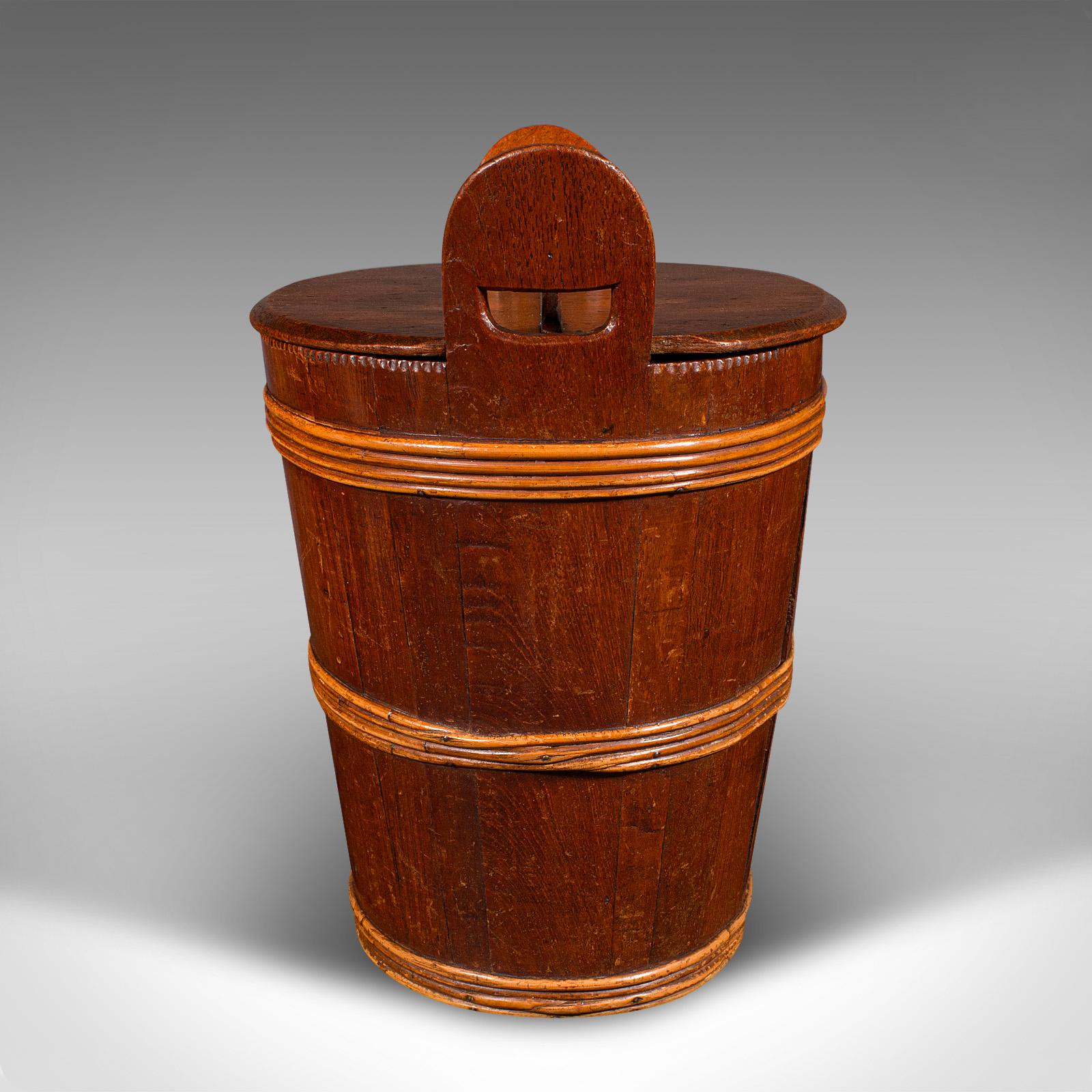 Early 19th Century Antique Lidded Waste Bin, Georgian, Dutch, Oak, Fruitwood, Fireside Store C.1800 For Sale