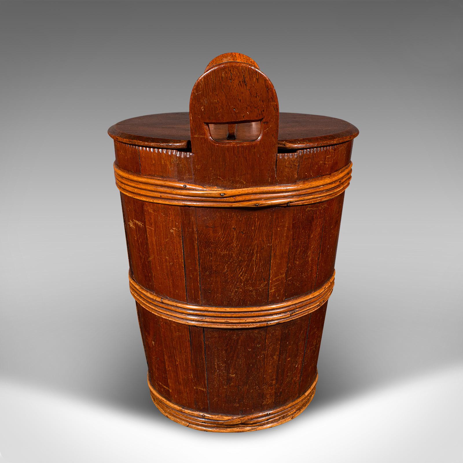 Antique Lidded Waste Bin, Georgian, Dutch, Oak, Fruitwood, Fireside Store C.1800 For Sale 2